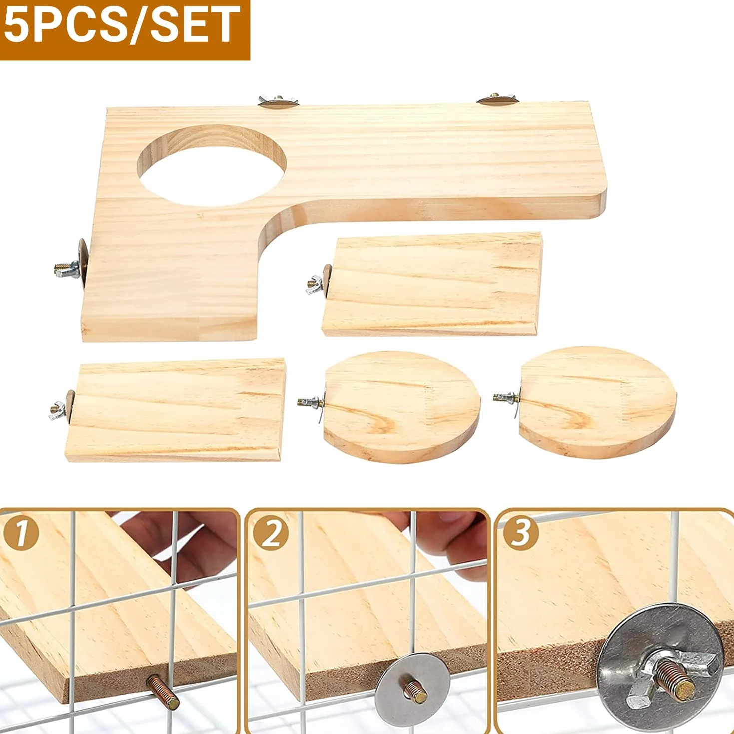 Lot de 5 Planches à Ressort pour Hamster Chinchilla Plate-Forme pour Écureuil Oiseau écureui Planeur de Sucre Planche de Support en Bois pour Petits Animaux(L)
