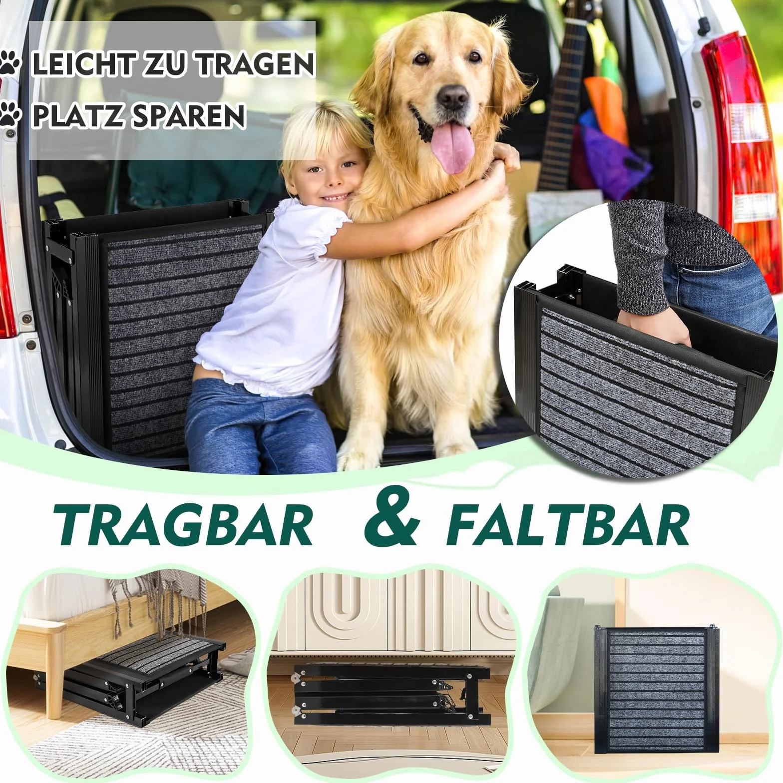 Rampe pour chien extra longue, 170 cm, pliable, tapis haute traction, antidérapante, pour voitures, camions et SUV, stable jusqu'à 110 kg