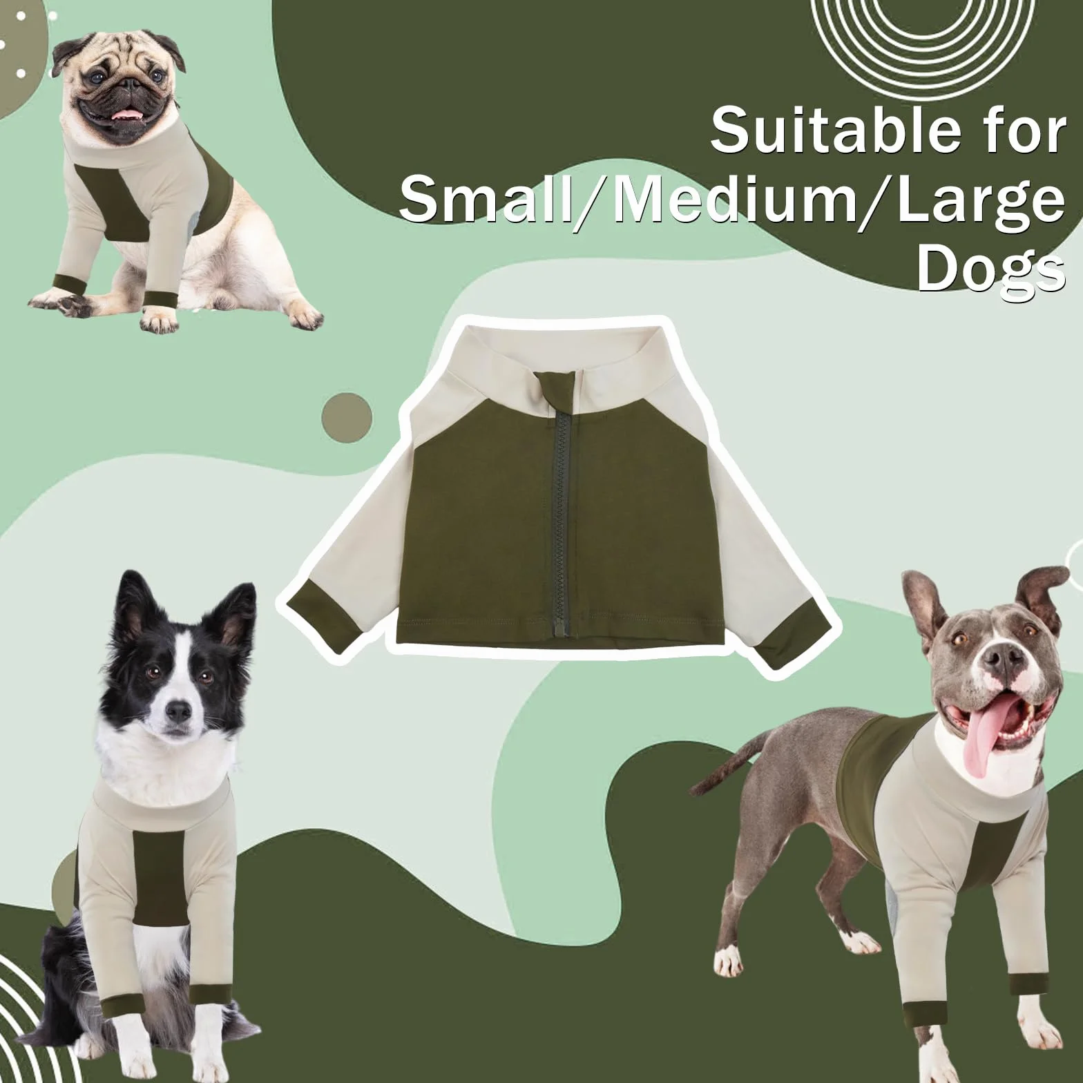 Lelepet Manchon de Récupération de Jambe Avant pour Chien, Chemise de Protection du Coude, Pyjama Court Respirant pour éviter Léchage, Vert 3XL