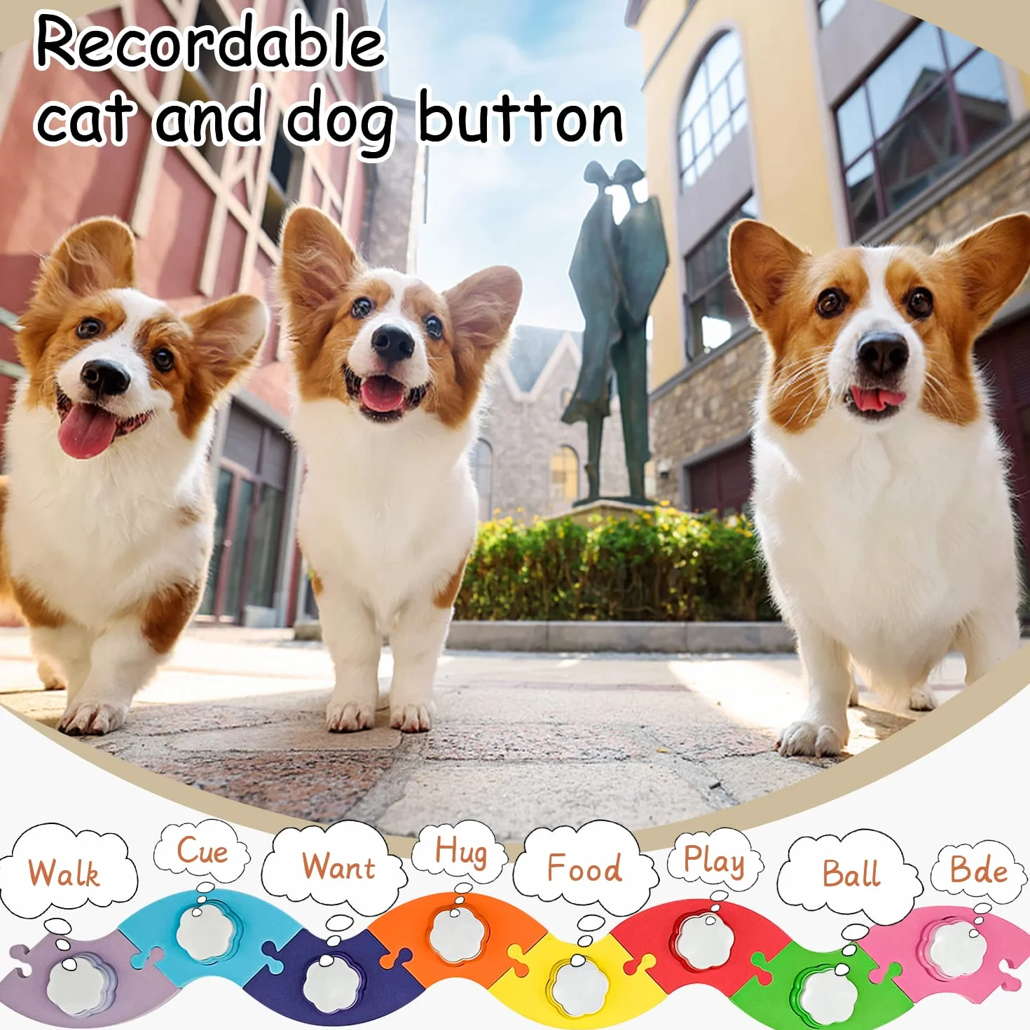 8 Boutons colorés pour Chien, Boutons parlants pour Chien, Set de Boutons de Dressage pour Animaux, Boutons de Communication pour Chien, (Piles Non fournies)