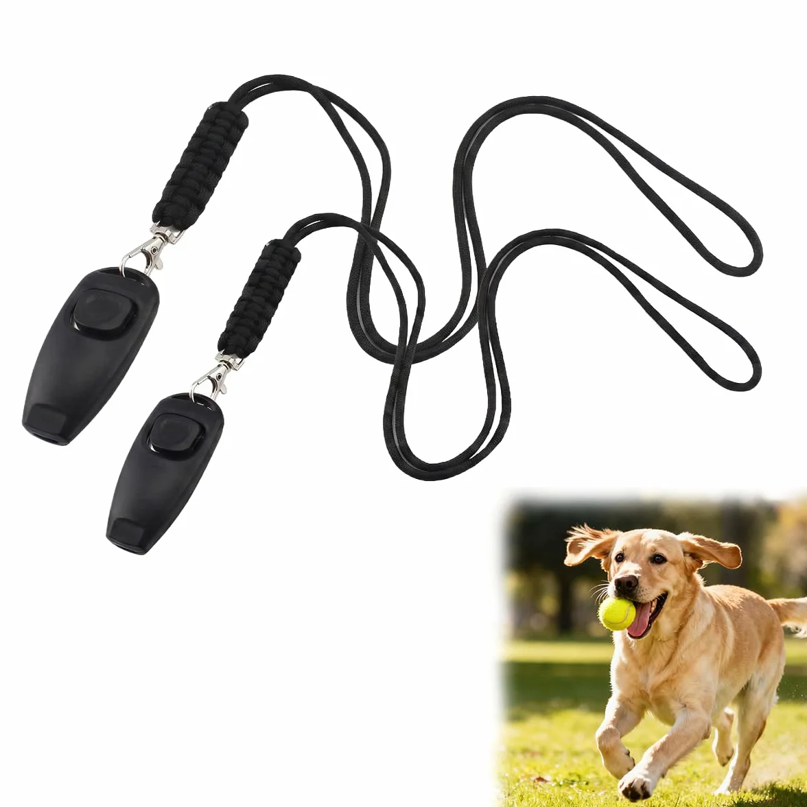 Set de formation 2 en 1 pour chiens avec sifflet et clicker, noir, bracelet de poignet, accessoire pour chiots et chats