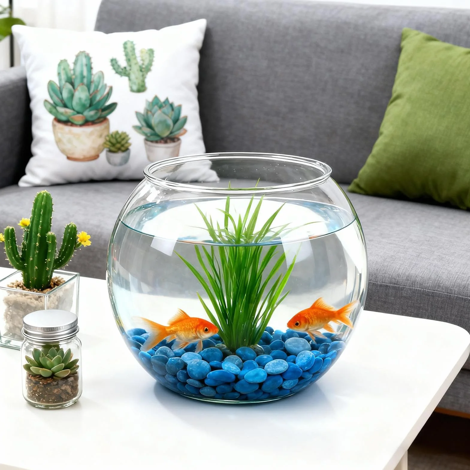 Bocal à Poissons Rond Transparent, Aquarium en Plastique Incassable, Mini Vase pour Poissons Rouges