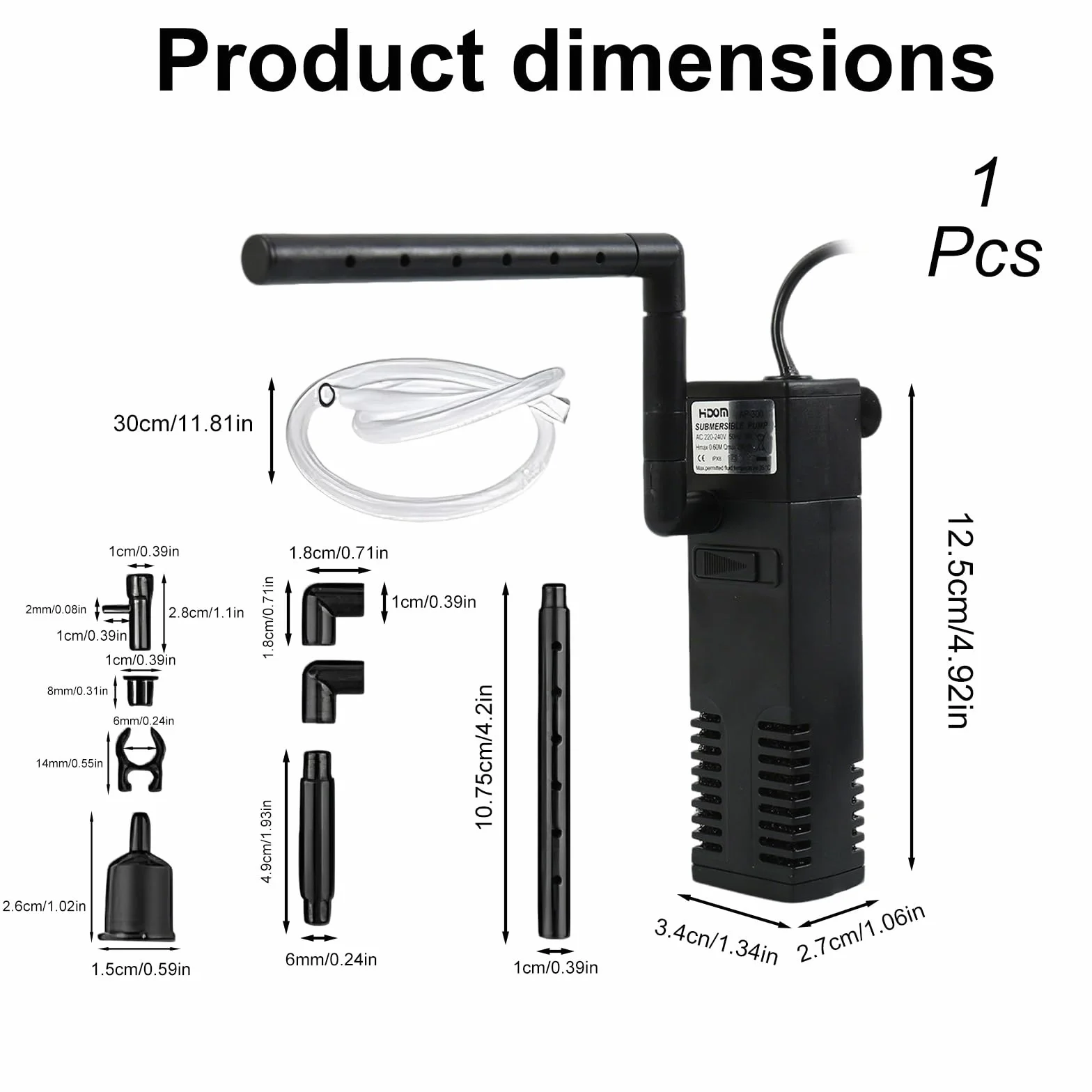 Filtre Intérieur Aquarium Pompe Débit d'eau 200L/H 40L Oxygène Filtration