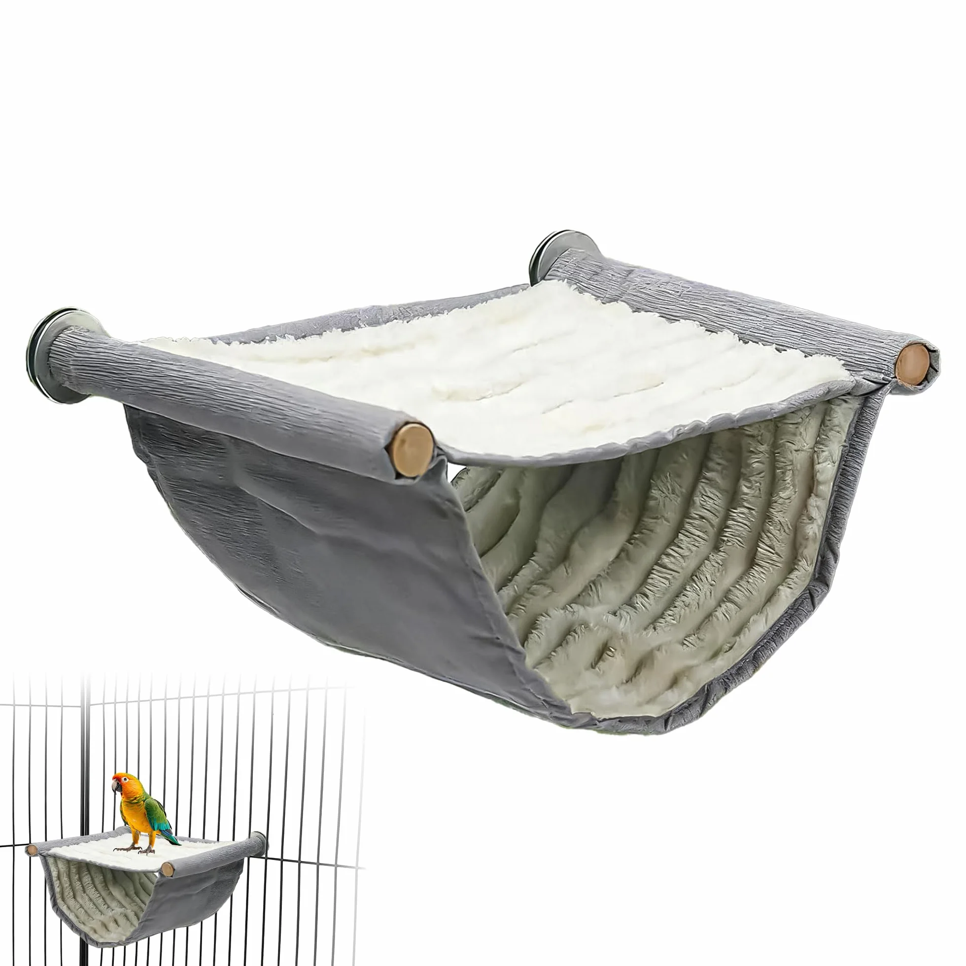 Hamac pour oiseaux Nid d'oiseau chaud hiver Accessoires perruches ondulées cage gris