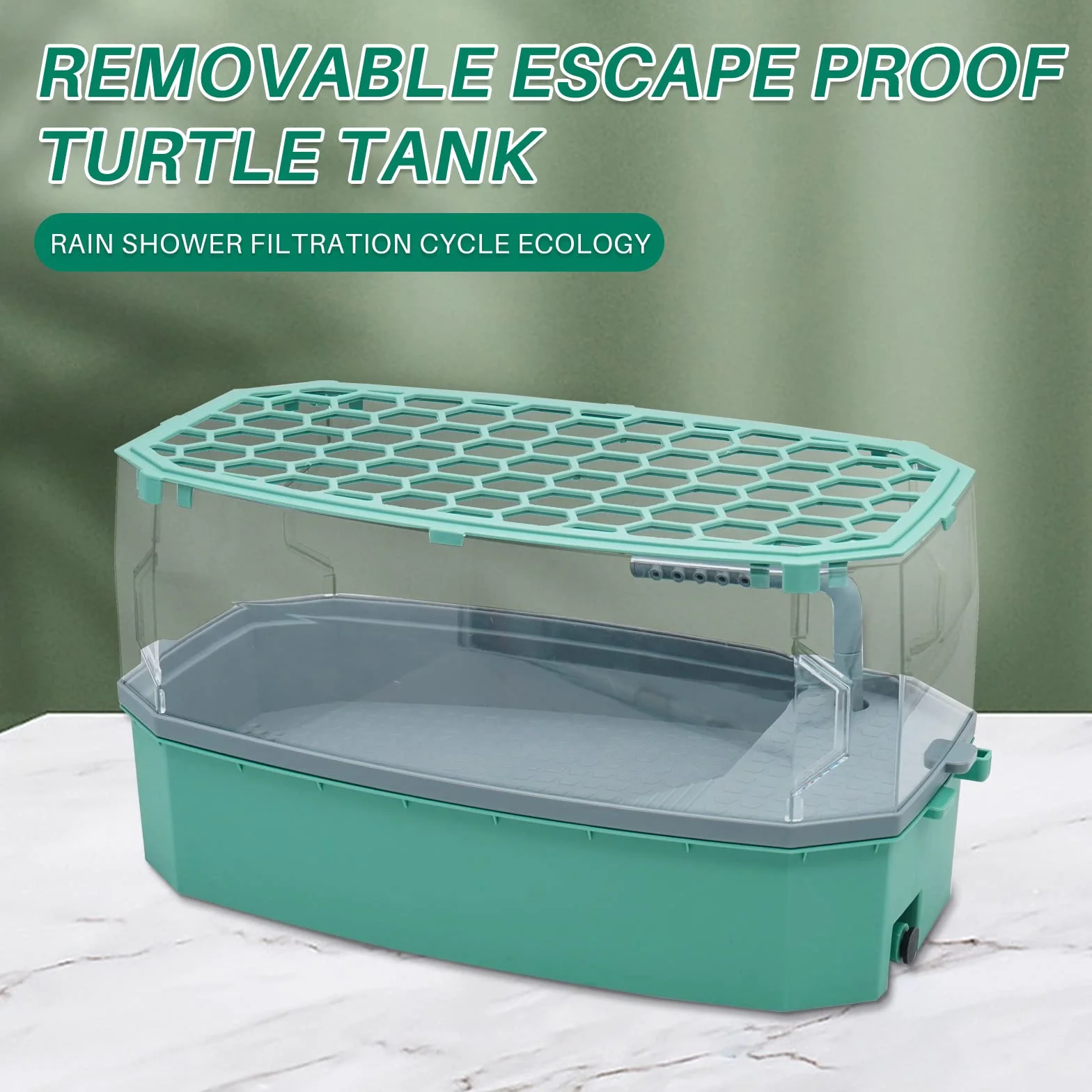 Turtle Tank Aquarium avec Pompe à Eau Habitat de Reptile Terrarium Plateforme Basking Système de Douche