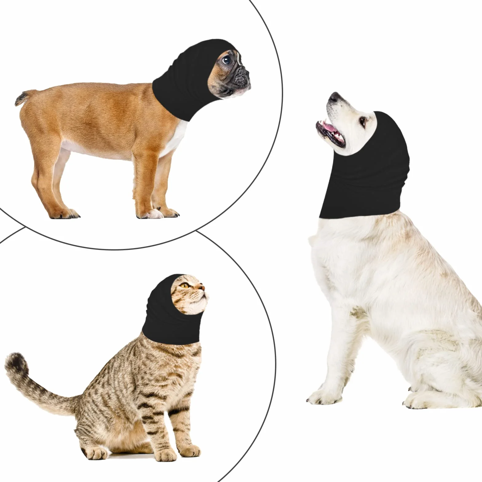 Cache-Oreilles pour Chien et Chat Noir M Protection Auditive Anti-Bruit