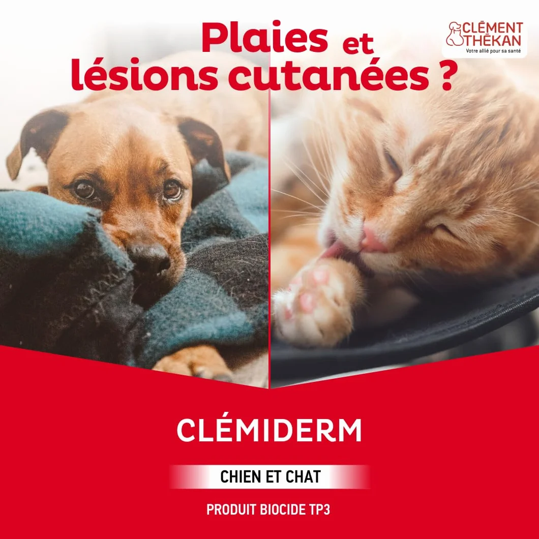 Clément Thékan Clémiderm Spray désinfectant Peau Chiens Chats 150 ML