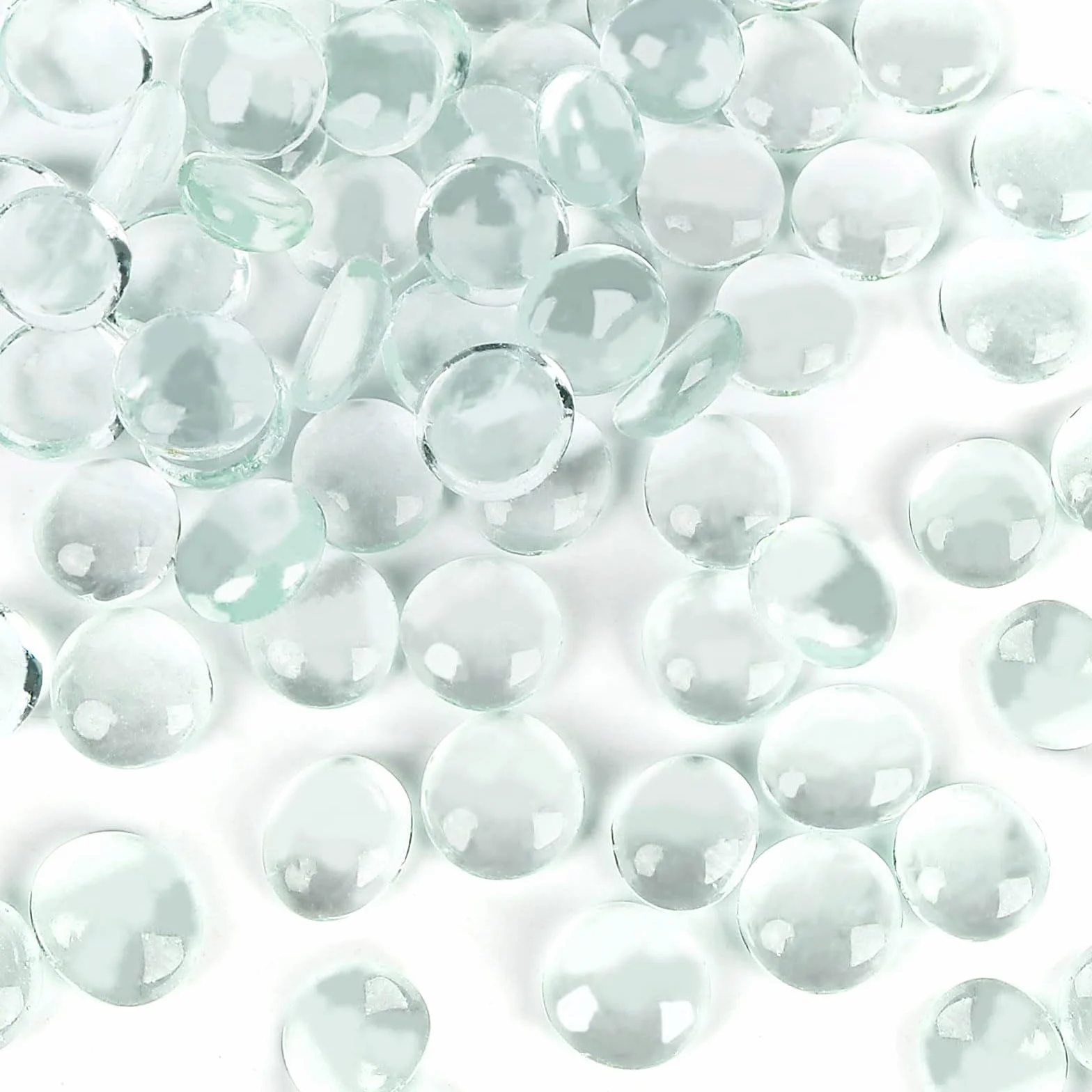 Galets Plats en Verre de 300 ml pour Vases et Aquariums - Perles de Remplissage, Billes Plates, Roches de Réservoir, Pierres