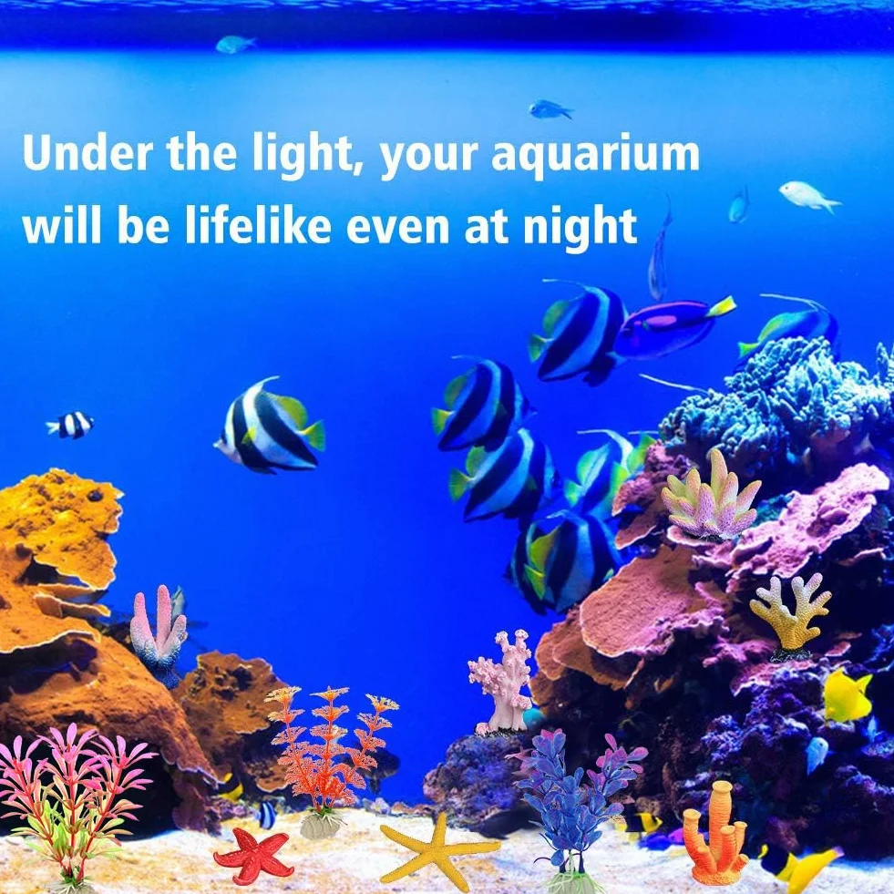 EQLEF Corail Aquarium Artificielle Lot de 10 Décorations Ornements Plantes Aquatiques