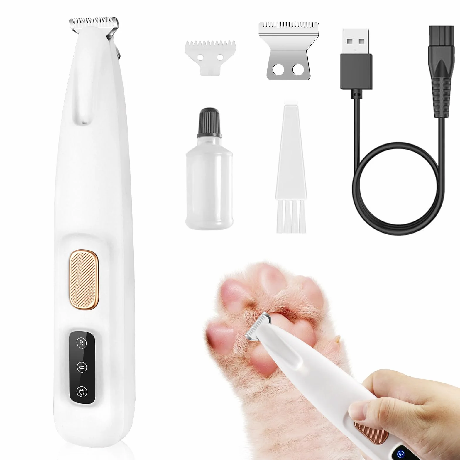 VicBou Tondeuse pour Chien et Chat Rechargeable USB Faible Bruit Électrique LED