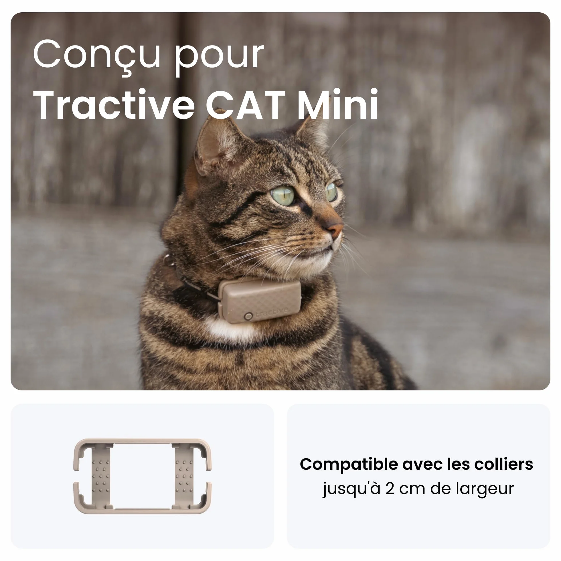 Tractive – 2 Attaches rigides pour Collier GPS Cat Mini pour partir à L'Aventure en sécurité