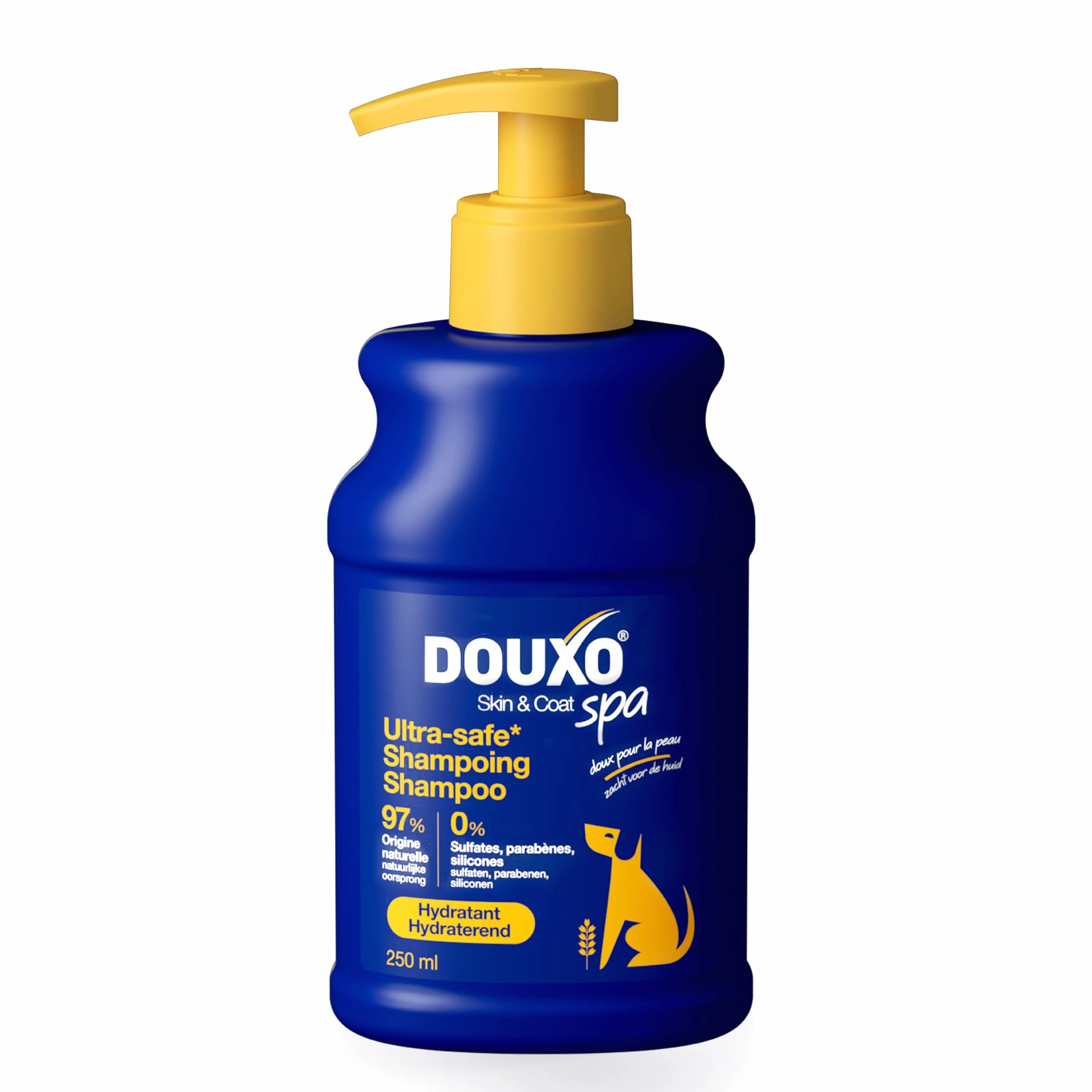 DOUXO Skin & Coat Spa - Ultra-Safe Shampoing hydratant pour Chien, 250mL, Nettoie et Hydrate la Peau Profondeur, Laisse Le Pelage Doux et éclatant, Formule respectueuse de la Peau.