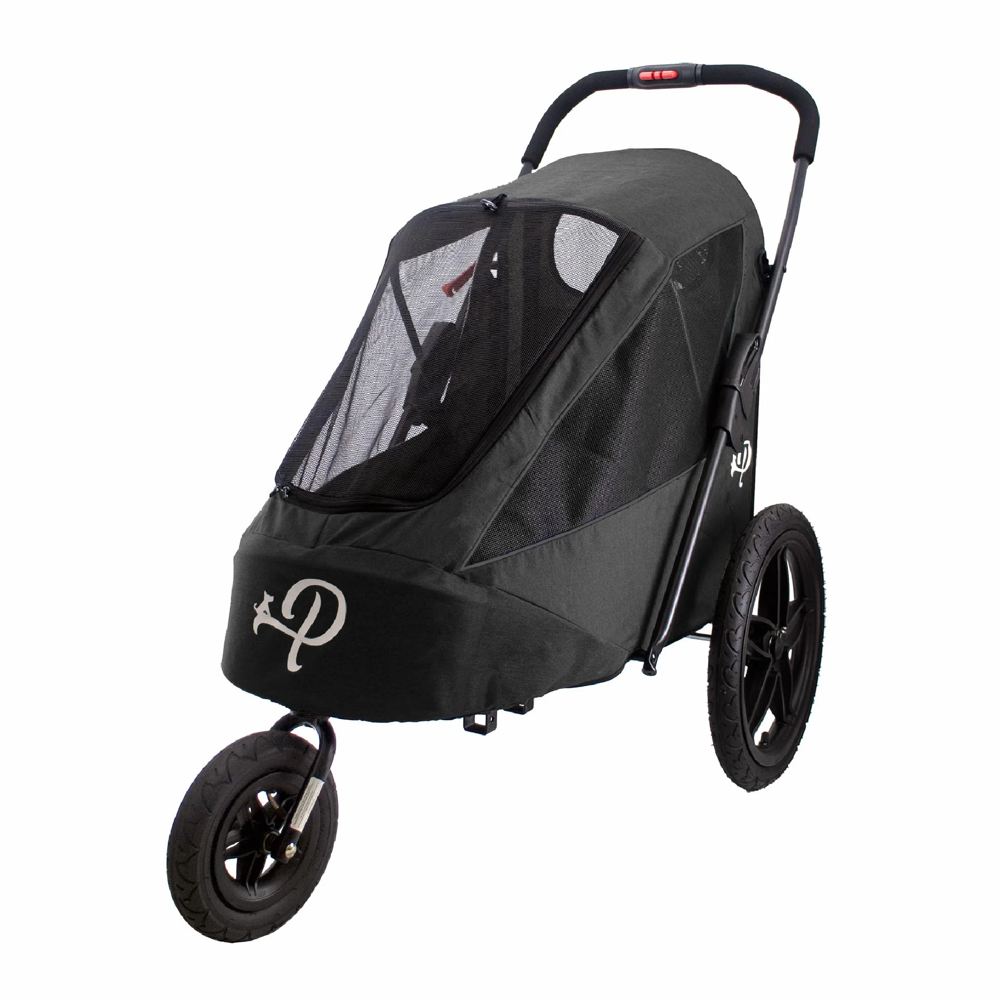 Breeze Black | Remorque de vélo de Luxe pour Chien | Jogger de Grande Taille | Pliage à Une Main | Pneus pneumatiques | Housse de Pluie Incluse | Pompe à Pneu | Adaptateur de vélo