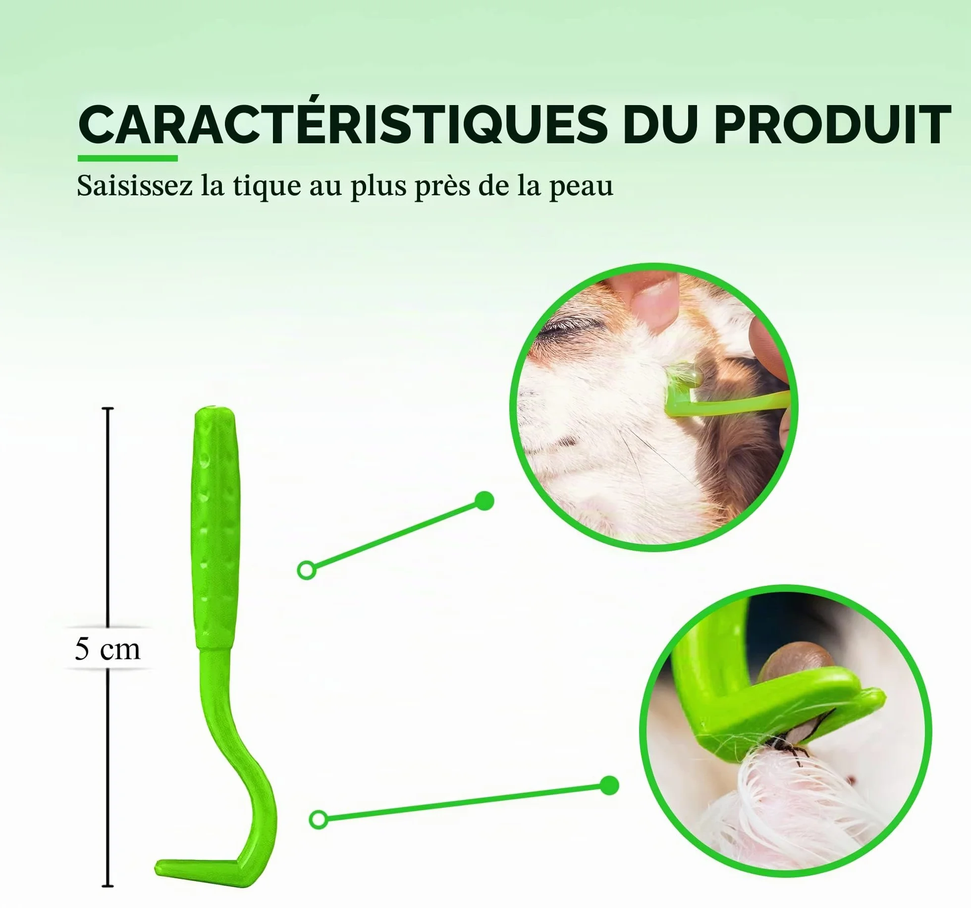 Lot de 5 Pinces à tiques MYDAISY avec étui - Crochet à tiques pour chats, chiens et humains