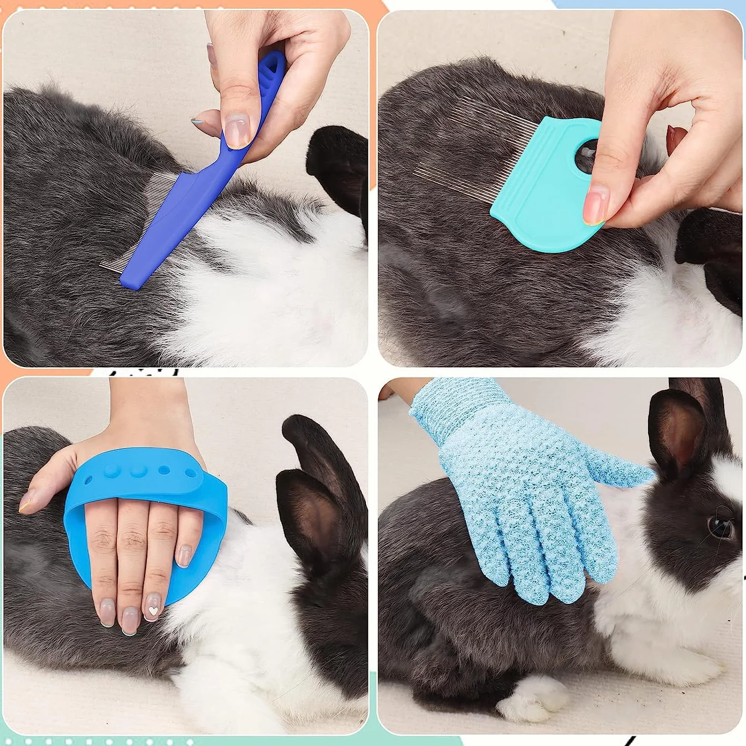 Kit d'entretien pour lapins coupe-ongles tondeuse épilateur lime peigne à puces shampoing brosse multifonction