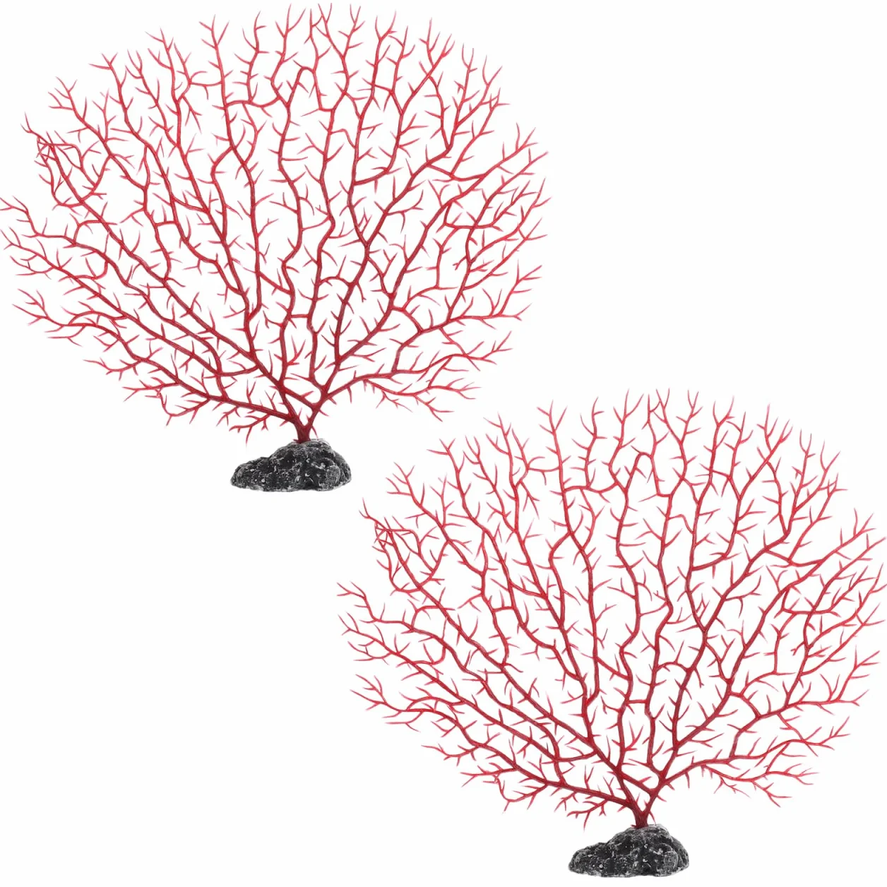 Lot De 2 Branches De Corail Artificielles pour Aquarium Plantes Plastiques Ornementales Taille Moyenne Décoration Naturelle