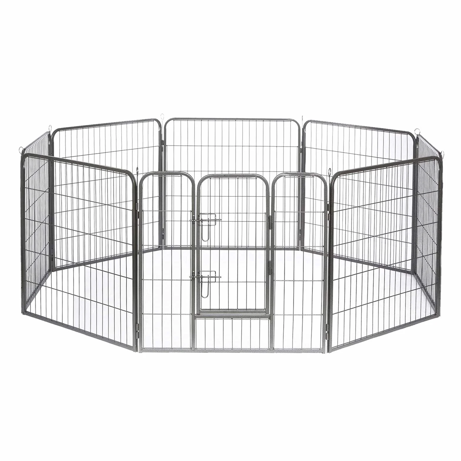 Lionto Enclos pour Chiots Métal Robuste 80x80 cm Parc Extensible avec Porte Verrouillable Résistant aux Intempéries 8 Éléments