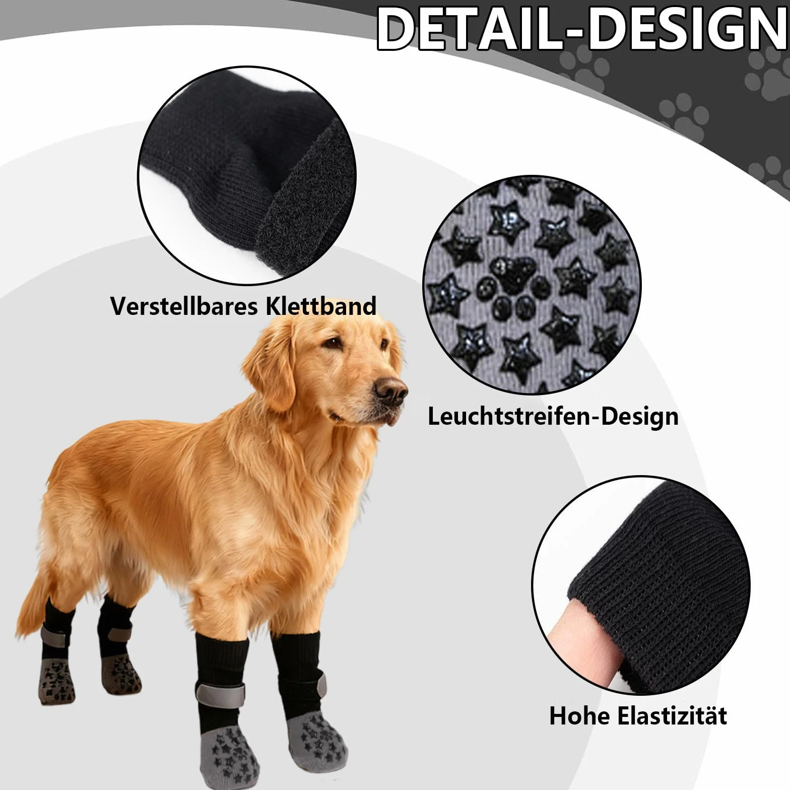 Chaussettes antidérapantes pour chien lot de 2 - Protection pattes chaleur fermeture réglable bande réfléchissante