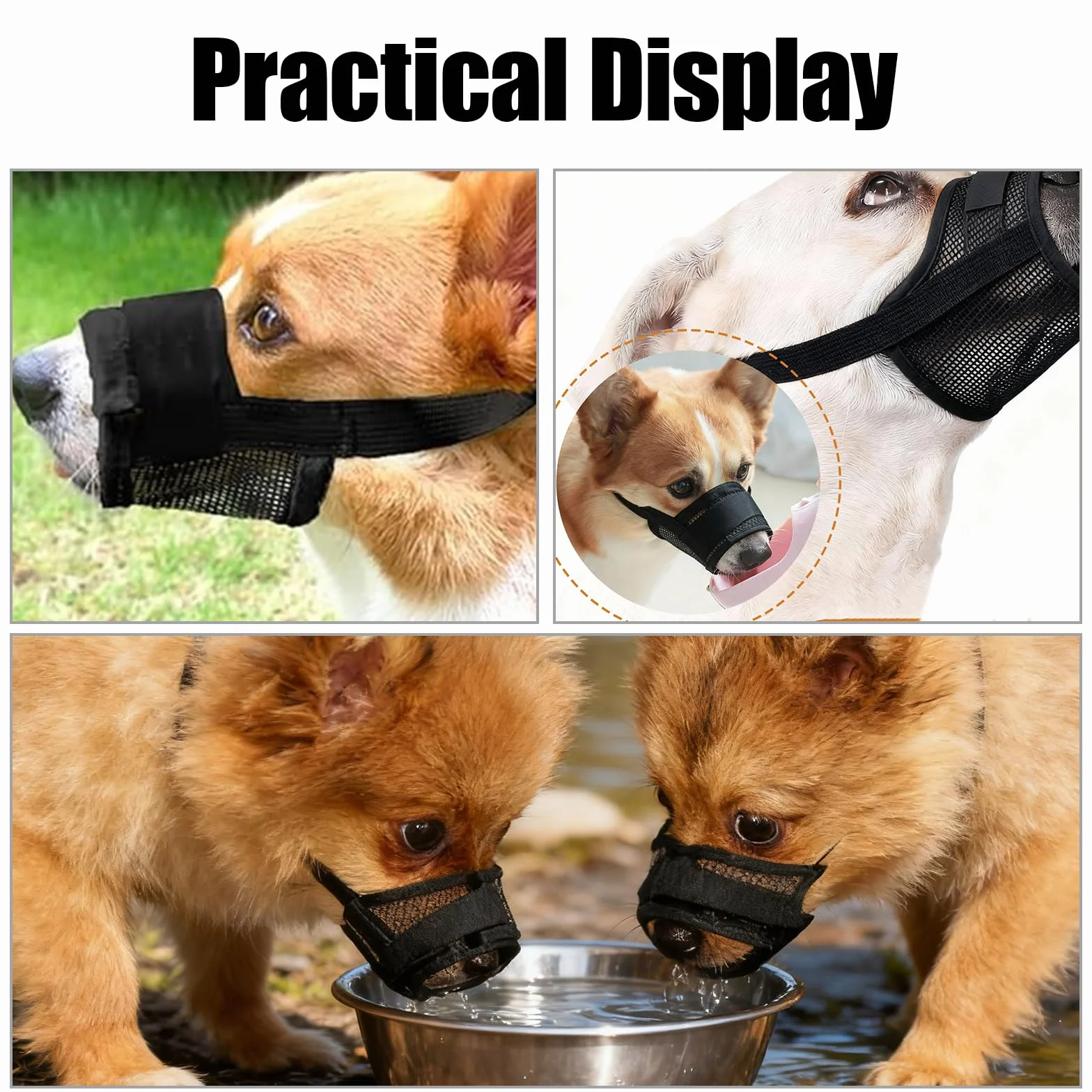 Muselières en Nylon pour Chiens pour Chien en Maille Douce Et Respirante Réglable pour Chiens De Petite Museliere Anti Aboiement pour Toilettage, Mordre Et Mastication S