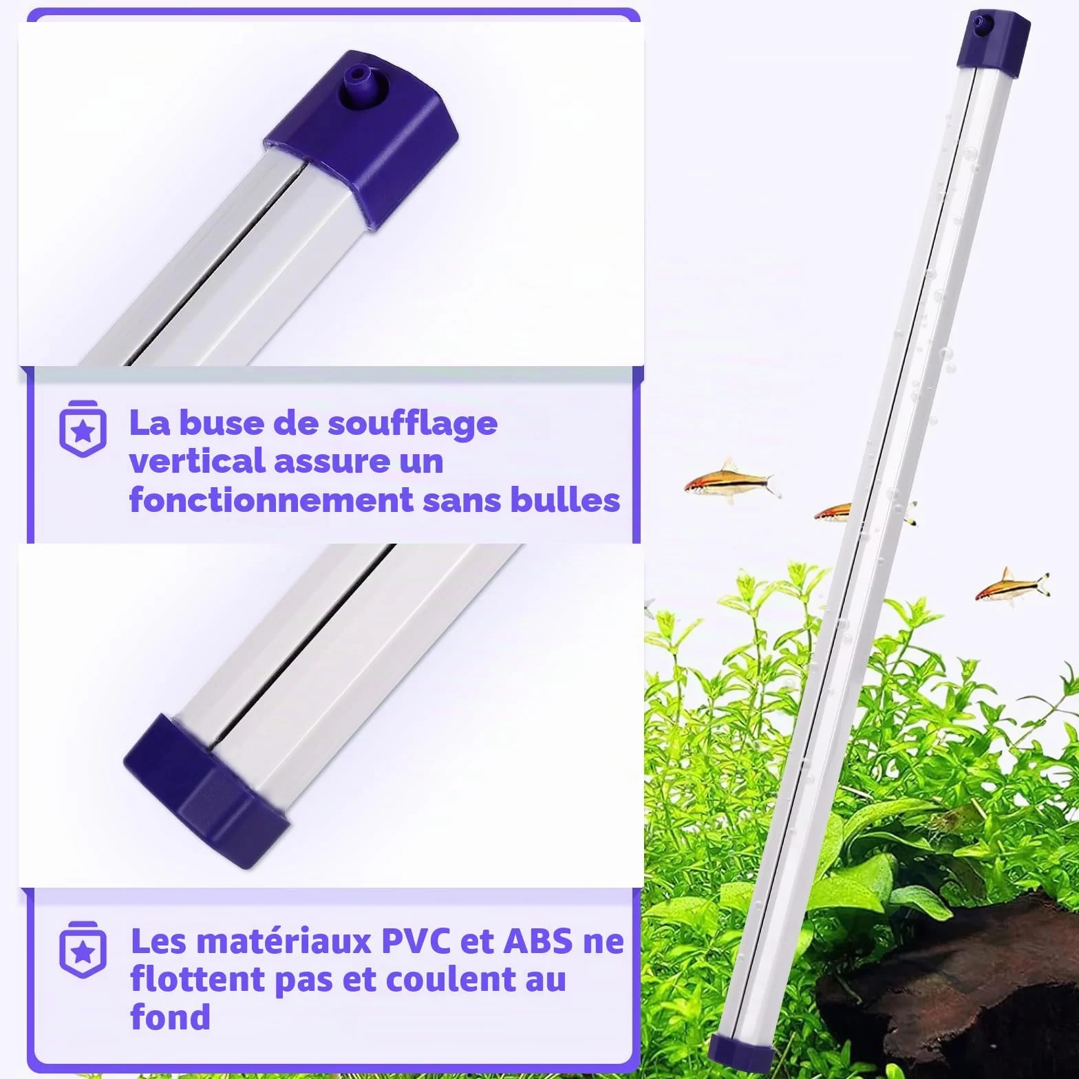 hygger Bulleur Aquarium Pierre à Air 43CM Diffuseur avec Tuyau pour Eau Douce et Eau Salée