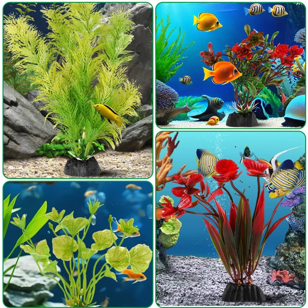 Zyren 11 Pièces Plantes Artificielles pour Aquarium Décoration Cachette Poissons