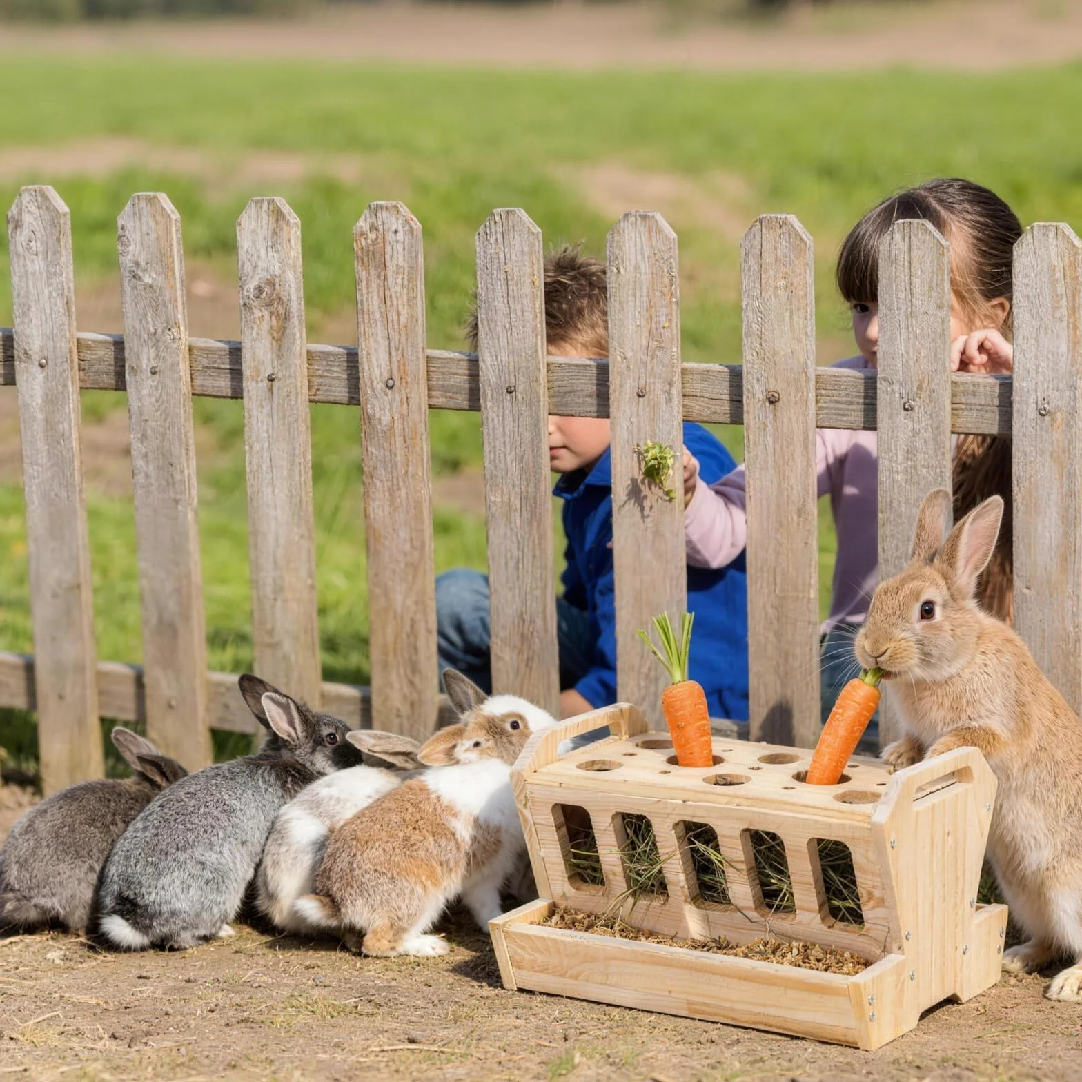 Distributeur de Foin en Bois Grande Capacité 30×22×18CM pour Lapins Cochon d'Inde Chinchilla