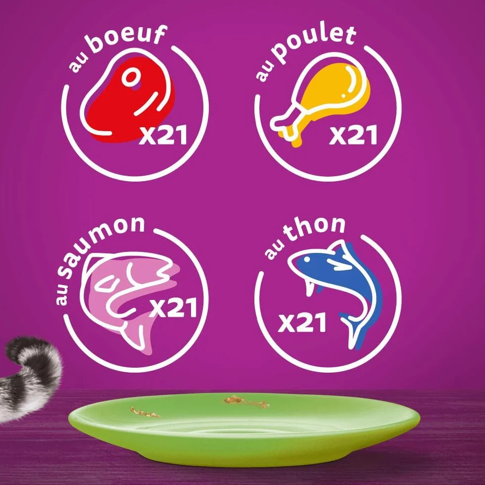WHISKAS 7 Ans+ Repas Pour Chat Senior, Lot de 84 Sachets fraîcheur 85 g, Nourriture Humide Chat