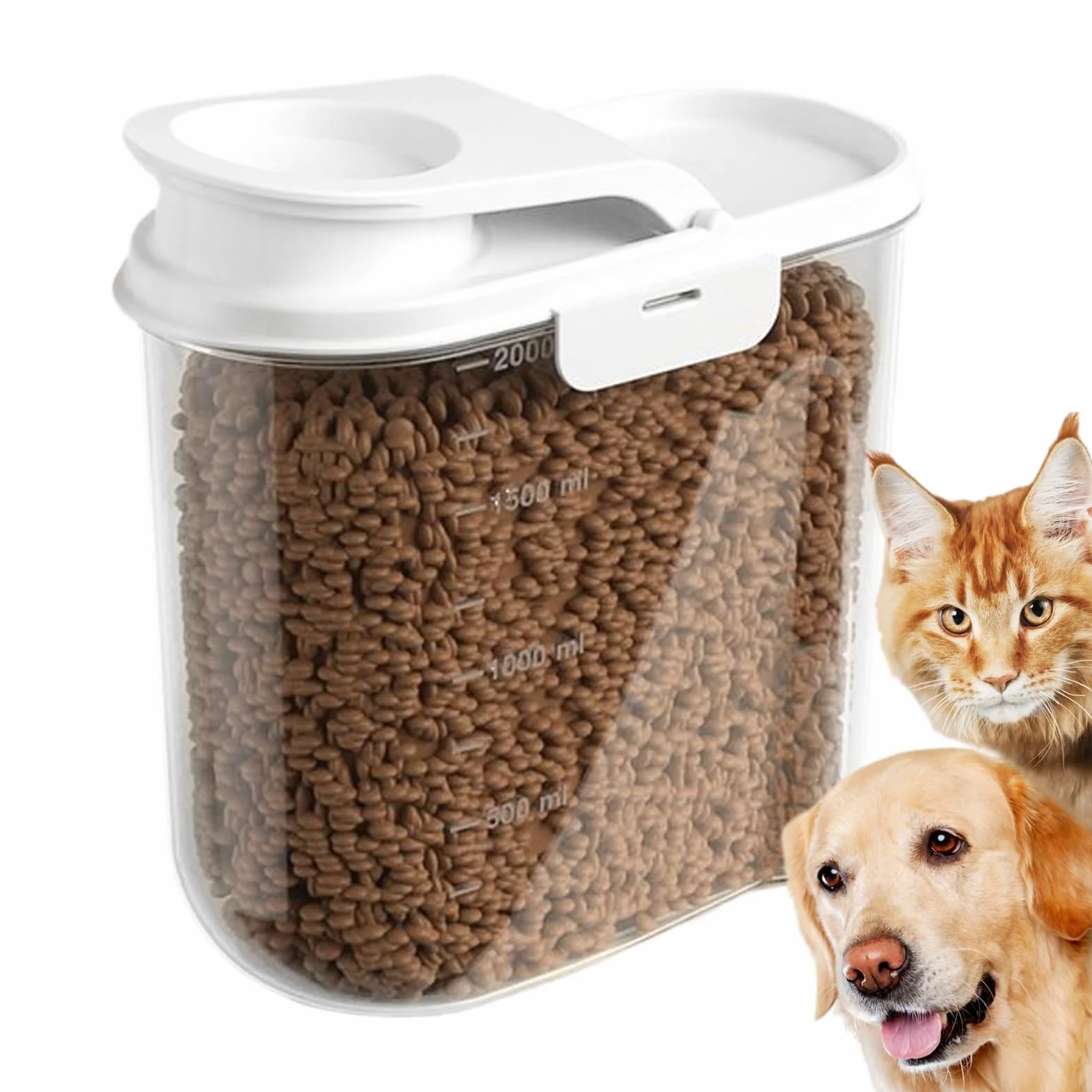 Boîte De Rangement Pour Nourriture De Chat - Récipients pour Croquettes avec Couvercles Étanches | Bac Organisateur 2L Avec Couvercle Pour Garde-Manger Snacks Friandises Pour Chat Riz Céréales