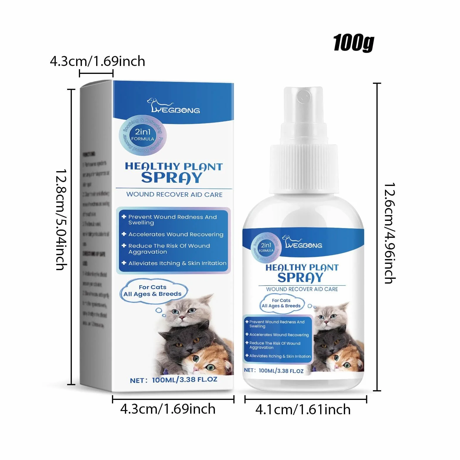 Spray anti-démangeaisons pour chat 100 ml Guérisseur naturel des plaies de chat soulagement des points chauds