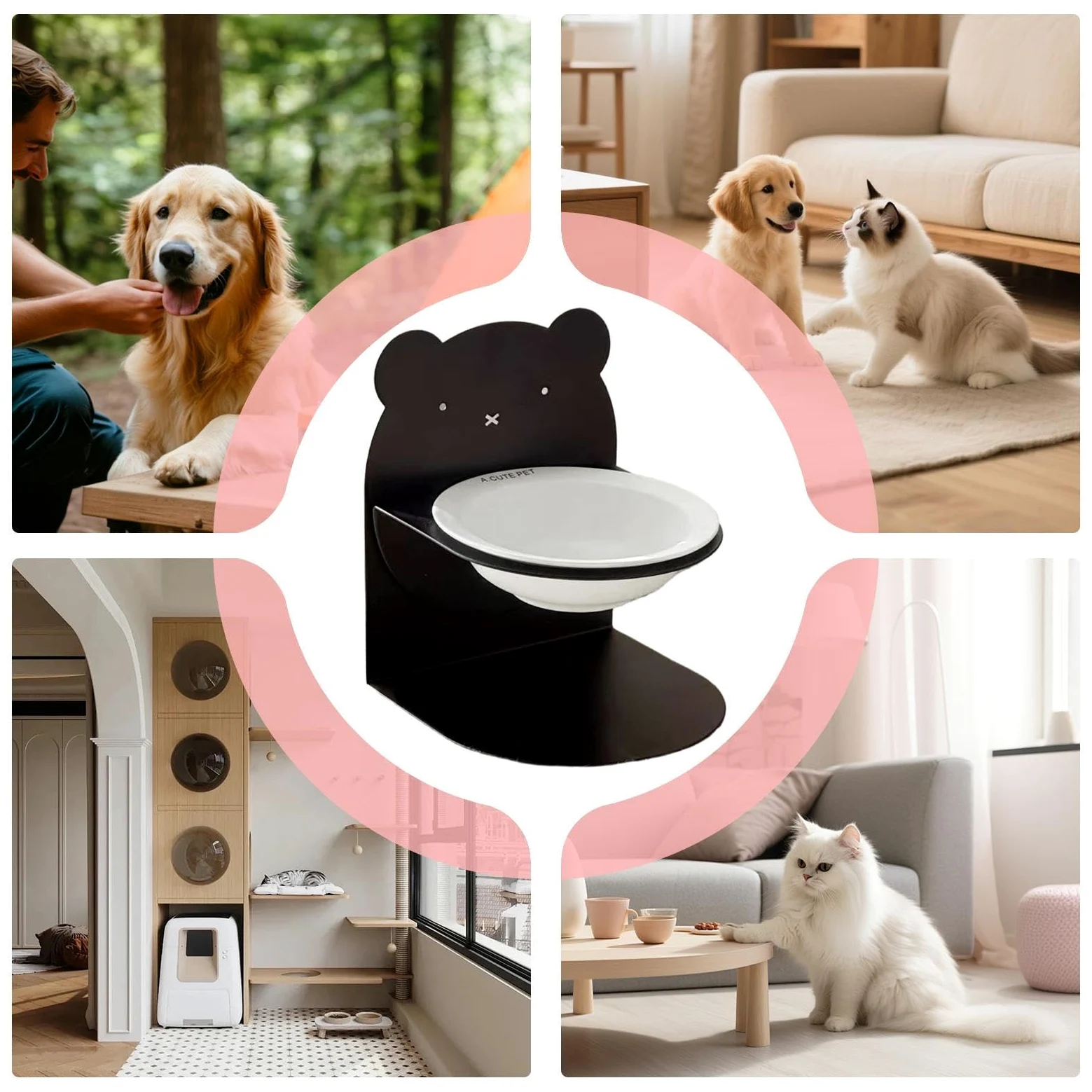 Gamelle pour Chat Support Repas pour Chaton et Chiot de Petite, Moyenne, | Gamelle Anti-Glouton Chat Mangeoire Sèche Humide Petites Moyennes Races Chatons Animaux Pour Intérieur