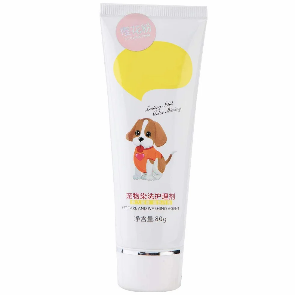 Haofy Gel Teinture Poils Chien 80g Pâte Colorante Poils Blancs Teinture Temporaire Chiens Chats Couleur Vive Rose