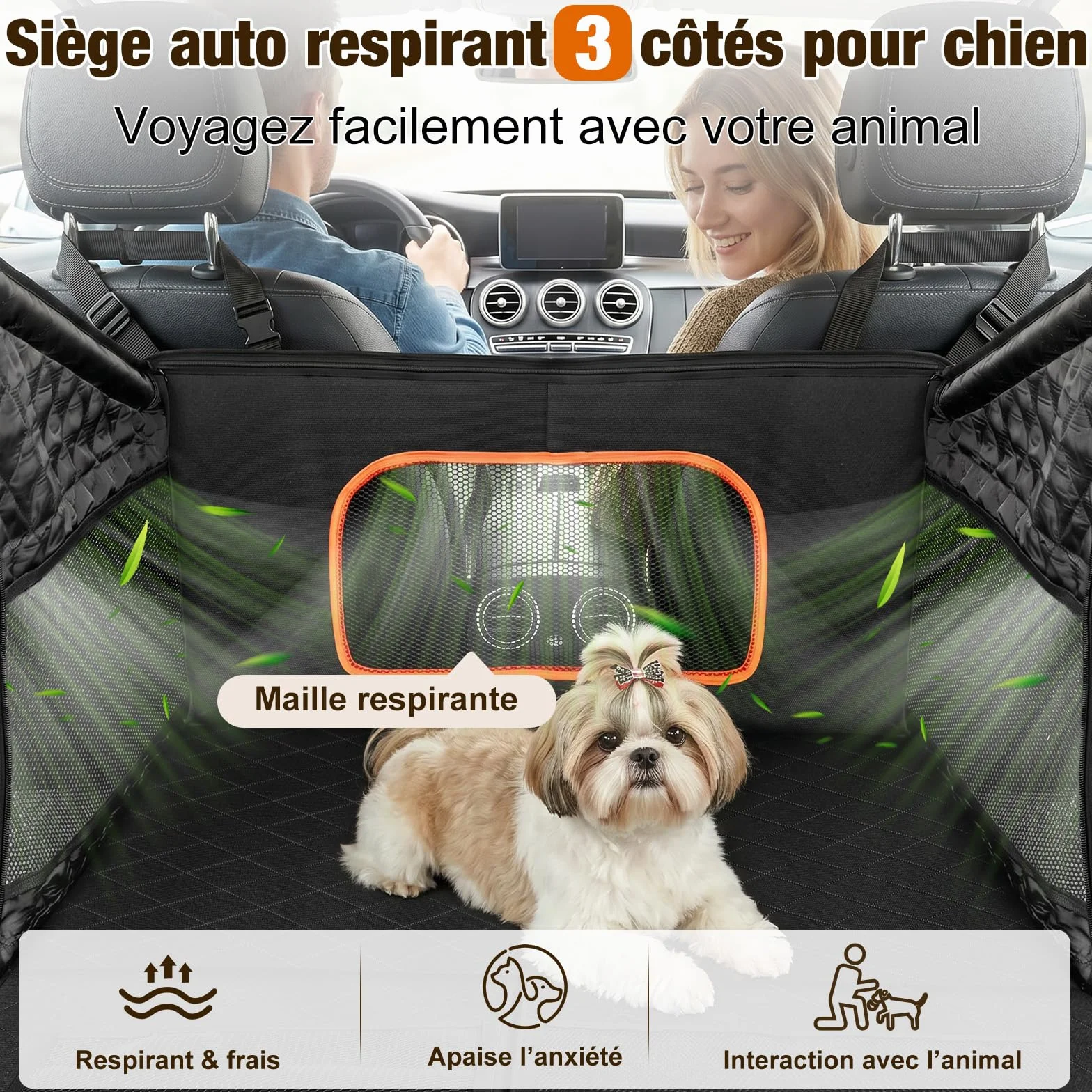 XBEN Siège Auto Chien Extra Stable 50% Espace Panier Voiture avec Fenêtres Filet Transport Arrière 68 KG