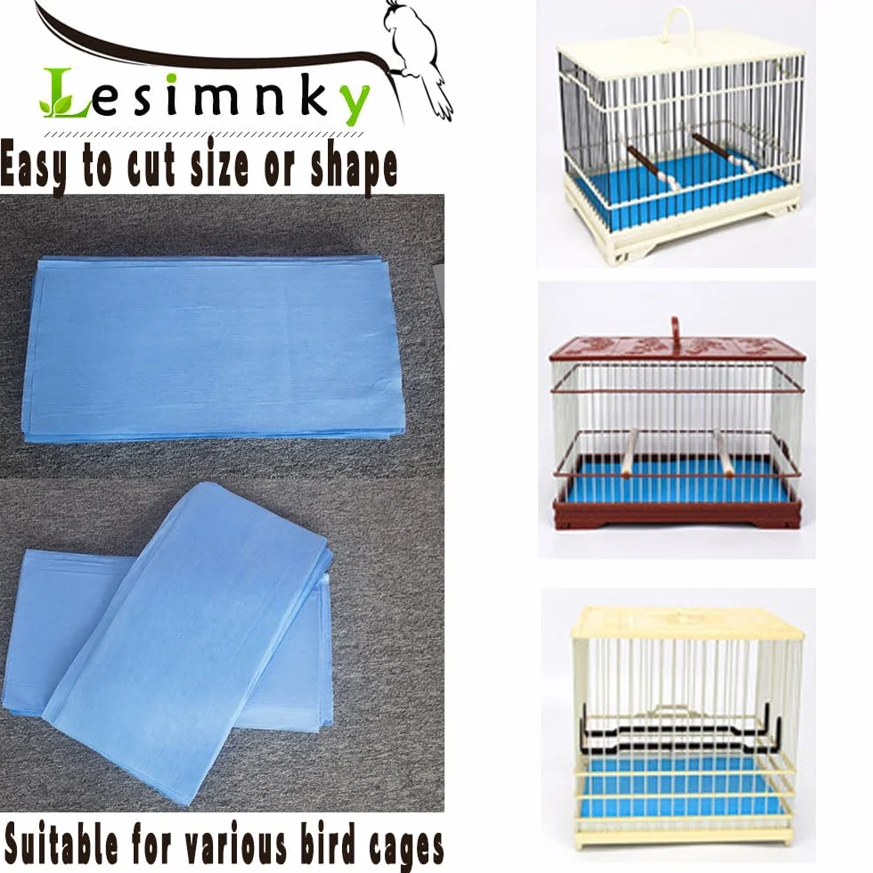 Lot de 120 doublures jetables en papier non tissé pour cage à oiseaux 27,9 x 43,2 cm absorbantes bleu