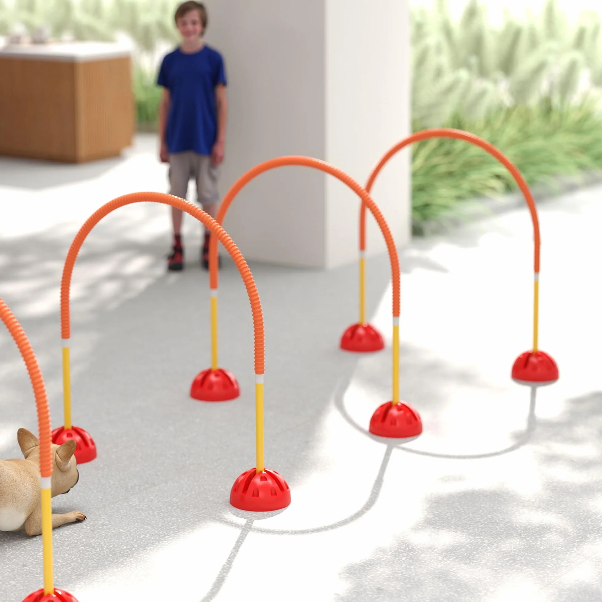 PawHut Kit d'équipement d'agilité pour Chien avec 4 Portes à Largeur réglable, Sac de Transport, Jaune et Orange