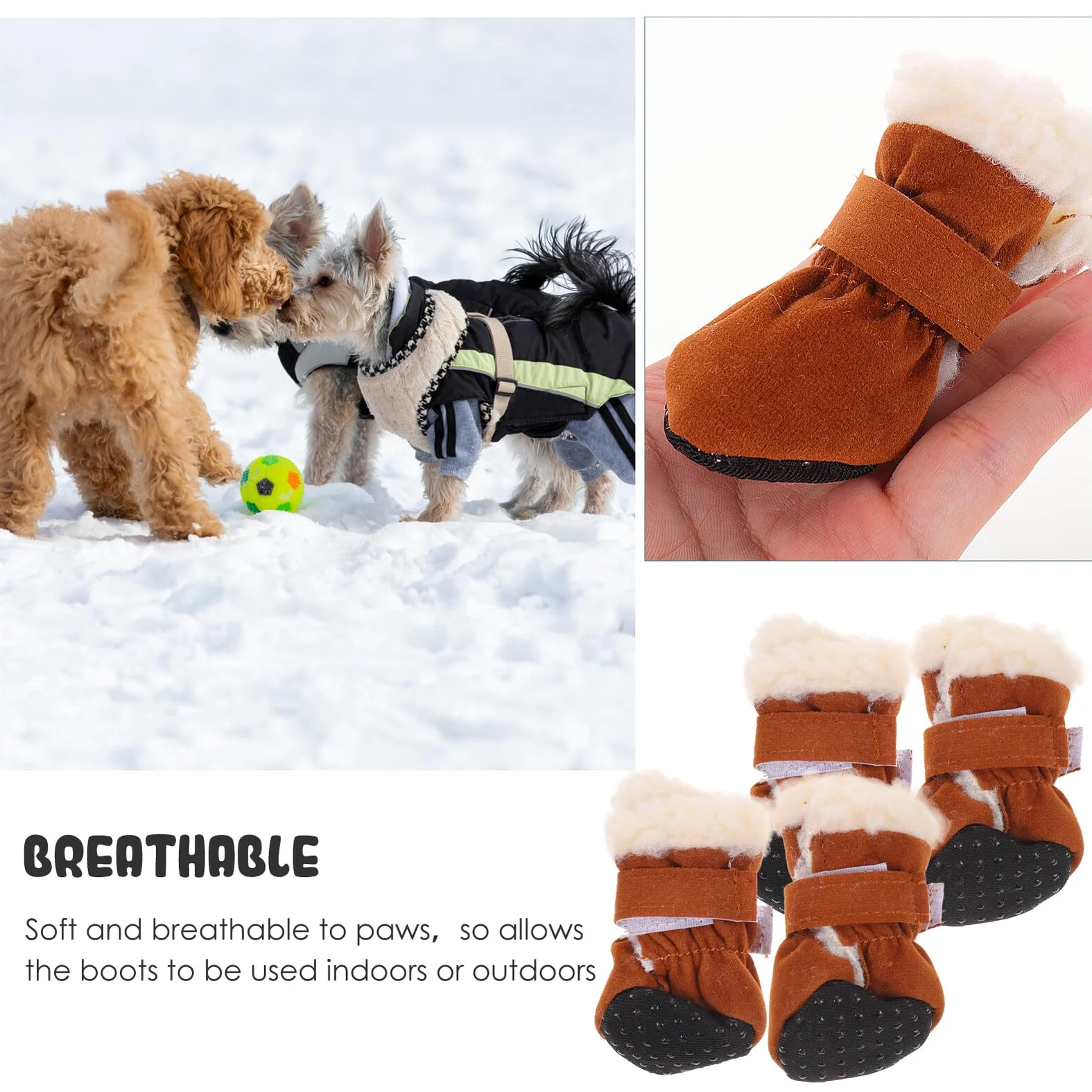 ibasenice 4pièces Neige pour Chien Chaussures pour Animaux de Compagnie Chaudes pour Chiens Moyens et Petits