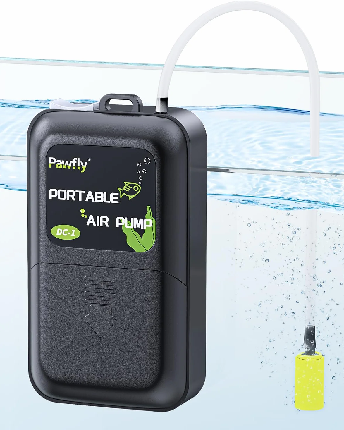 Pawfly Pompe à air Aquarium 2,5 L/Min Bulleur Silencieux à Pile Portable pour Aquariums jusqu'à 120L