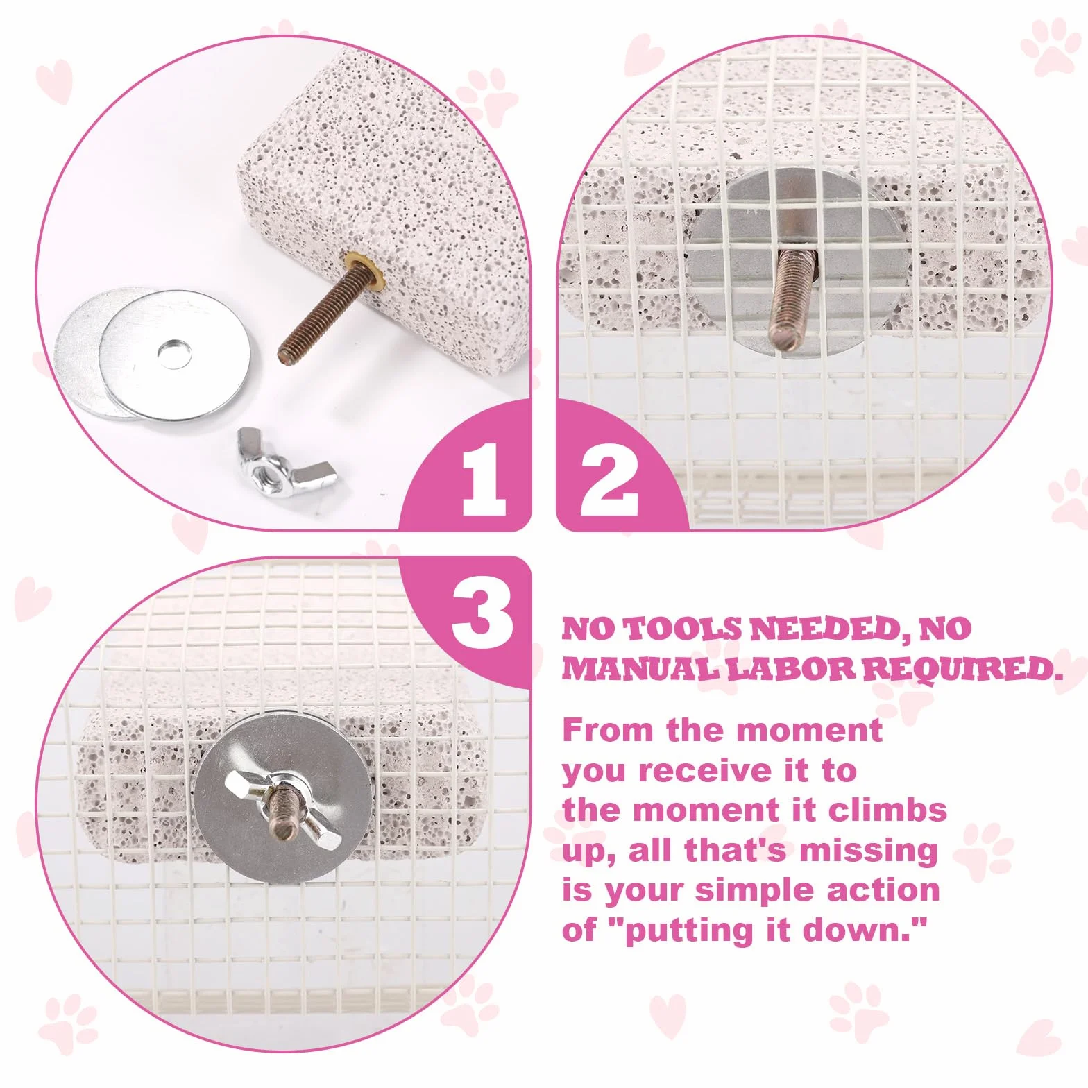 Lot de 2 Plateformes d'escalade en Lave et en Pierre Ponce pour Chinchillas, Écureuils Cochons d'Inde et Hamsters Jouet à Mâcher pour User Les Dents Accessoires de Cage (Petit)
