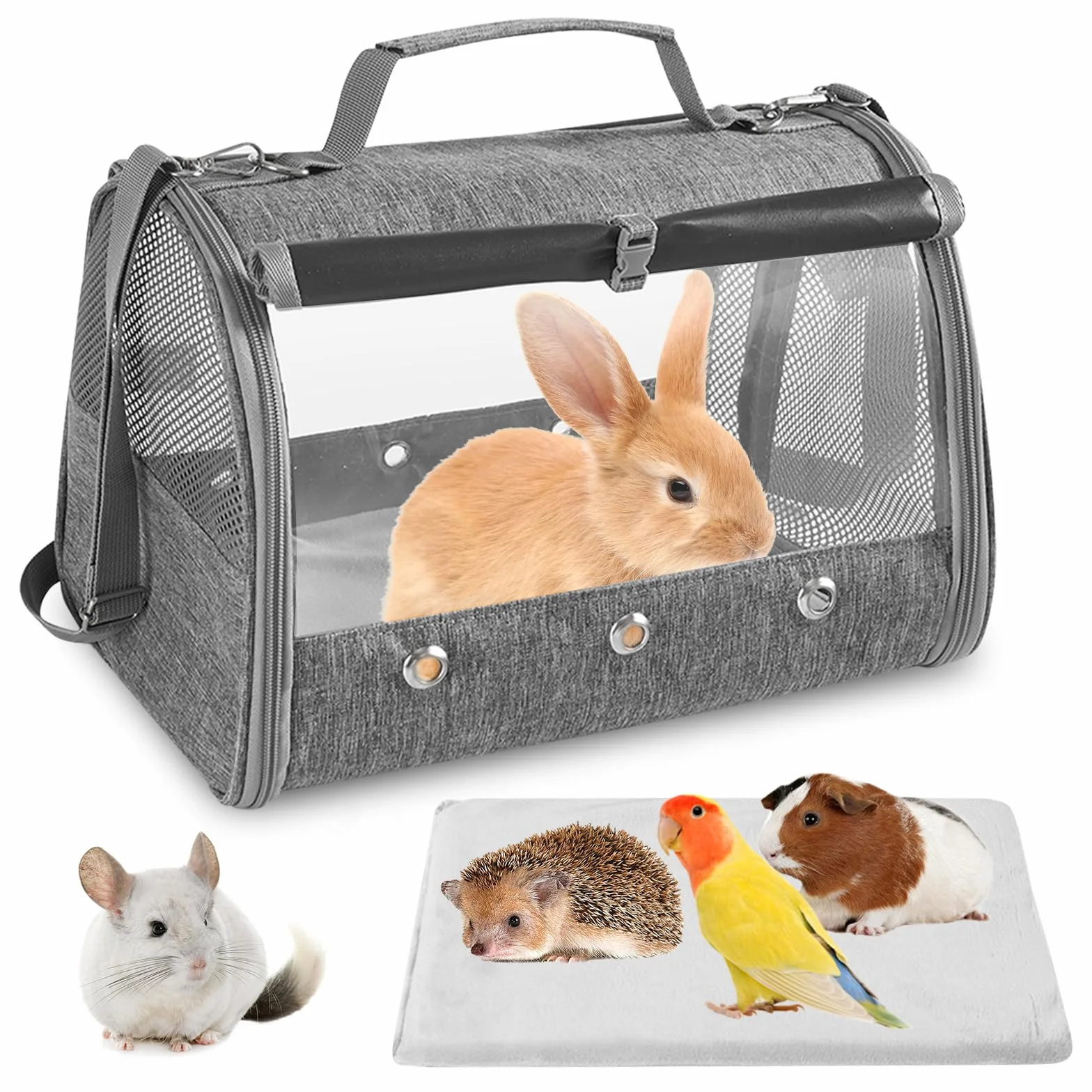 Sac de transport pour animal de compagnie avec coussin, ouverture latérale pour chat et cochon d'Inde