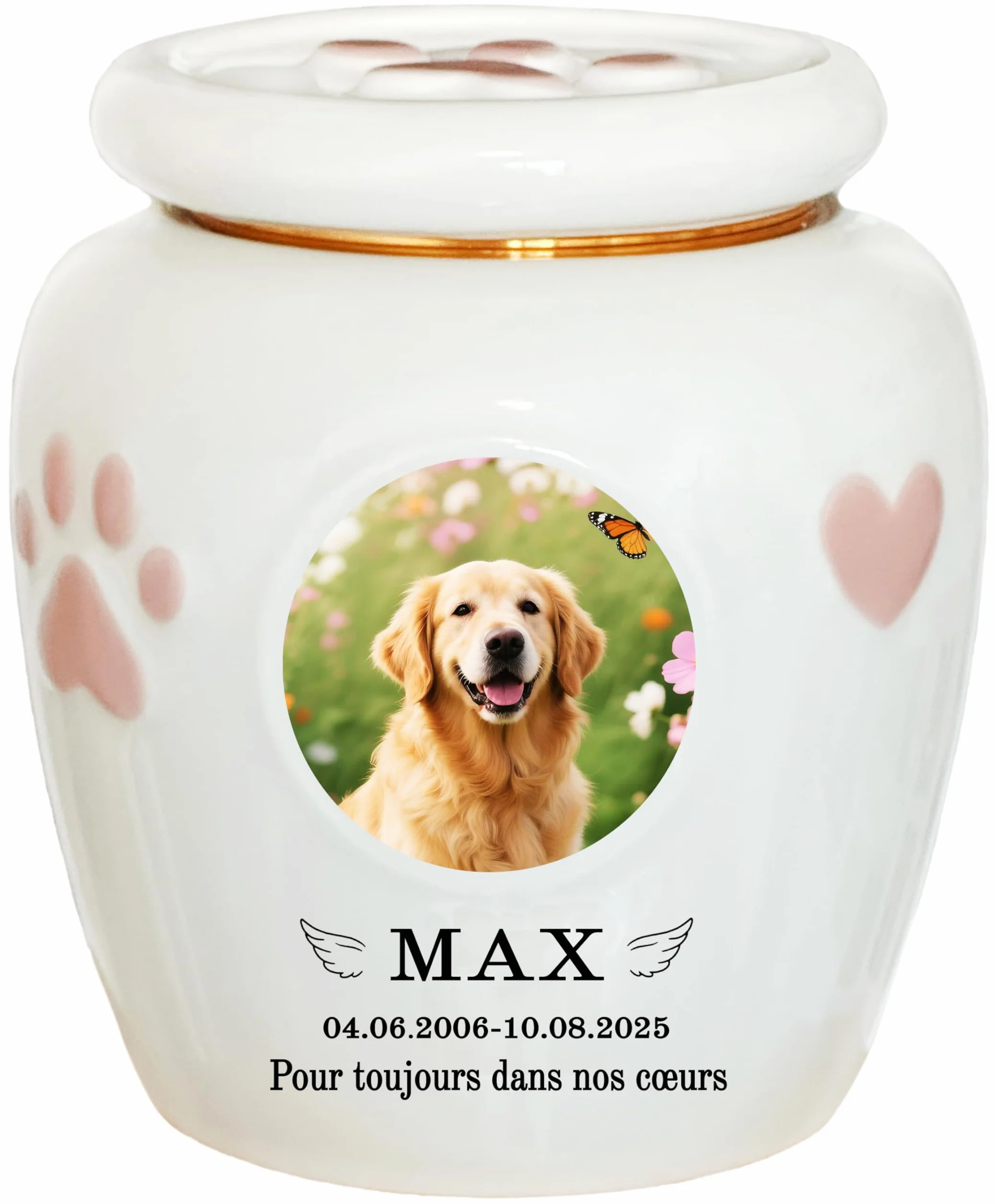 Urne personnalisée pour animaux de compagnie en céramique, cendres chien chat, grande taille ≤ 50 kg