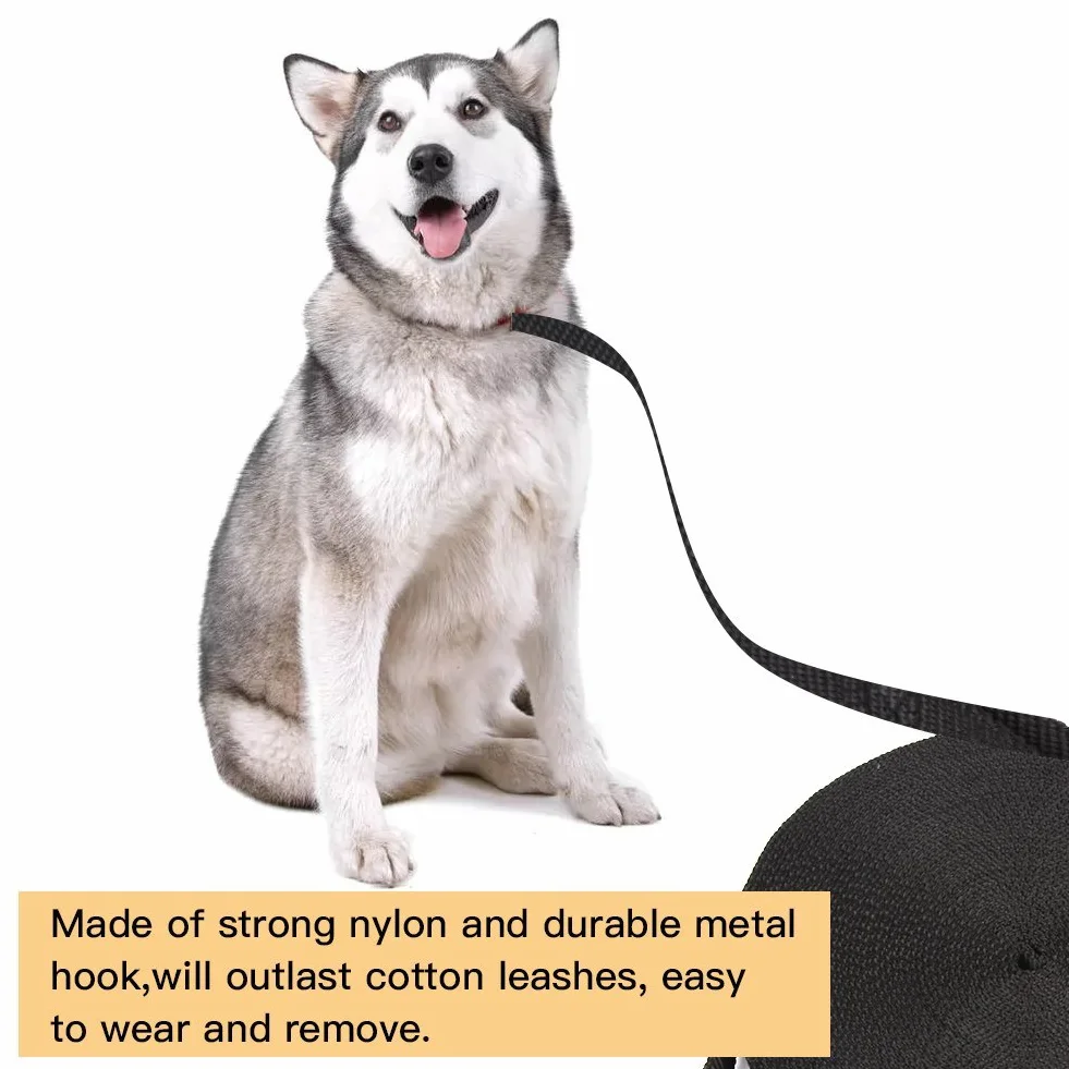 Minleer Longe pour Chien Nylon Corde 6M Noir