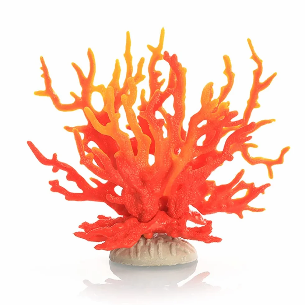 Plantes artificielles pour aquarium - Corail artificiel en silicone - Décoration aquatique jaune et rouge