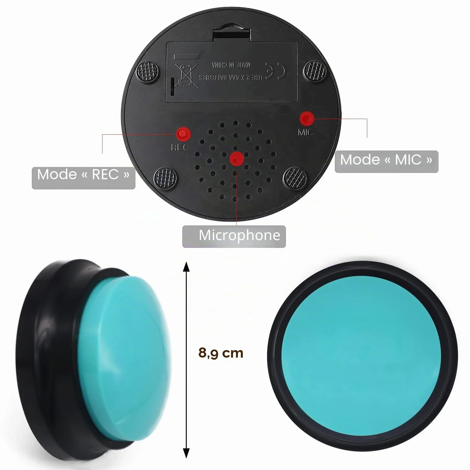 Lot de 6 boutons d'enregistrement vocal, boutons pour chien pour la communication et le dressage des animaux de compagnie, enregistrement et lecture de 30 secondes, bureau, maison