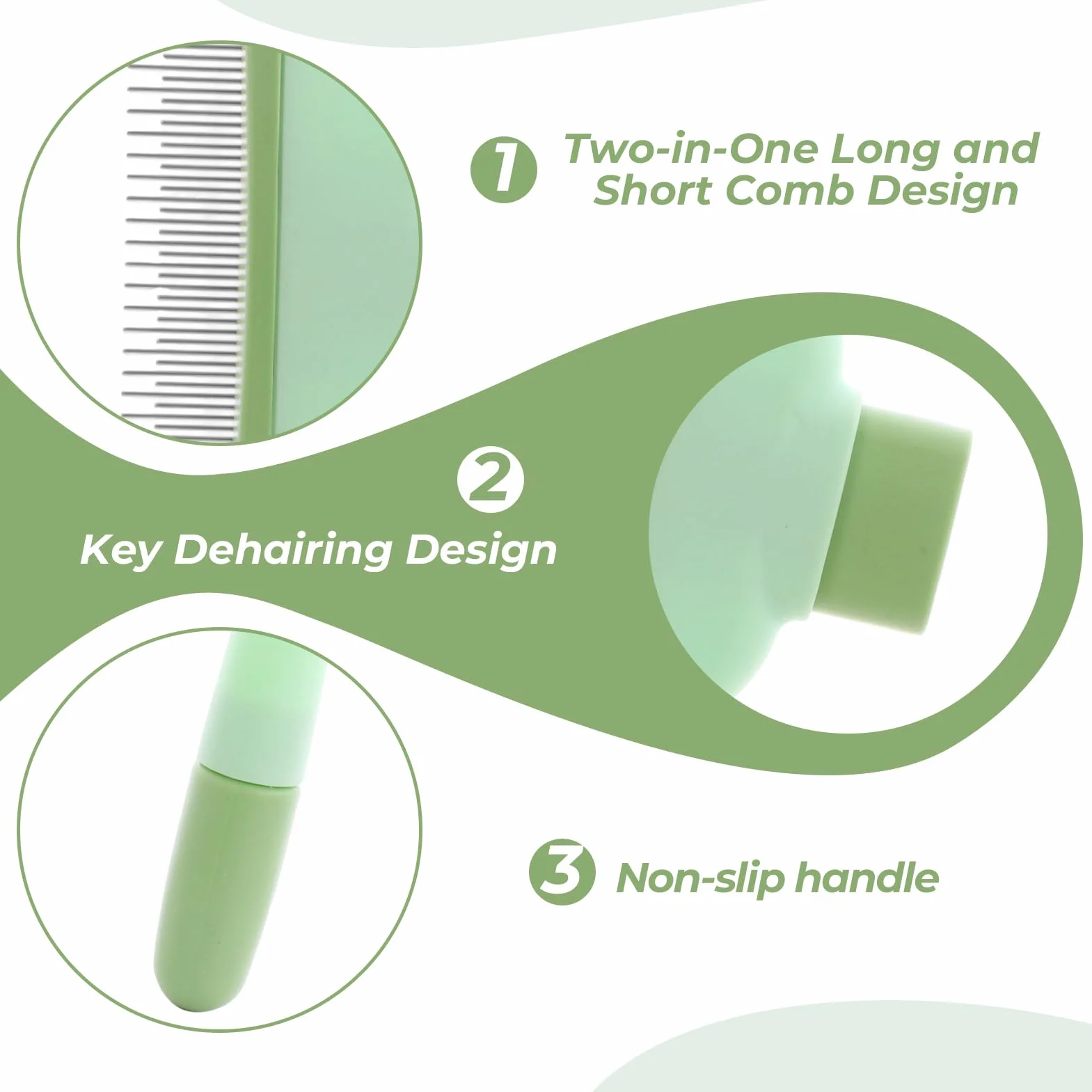 Brosse pour Chat Métal Dents Arrondies Peigne Anti Puces Toilettage Poil Court