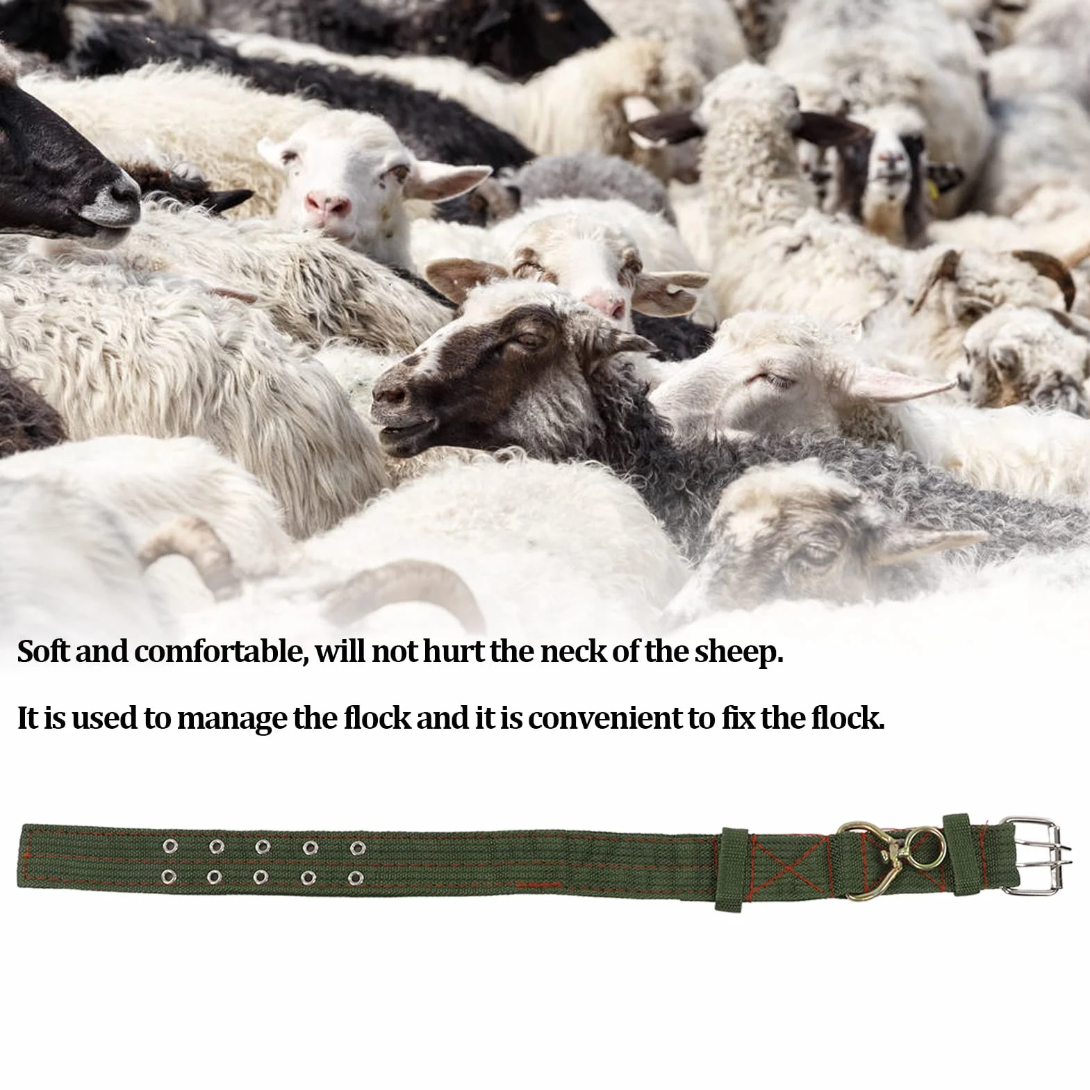 Zerodis Collier de Chèvre de Vache avec Boucle Tournante, Toile et Matériau Métallique, Doux et Confortable pour Les Moutons (S)