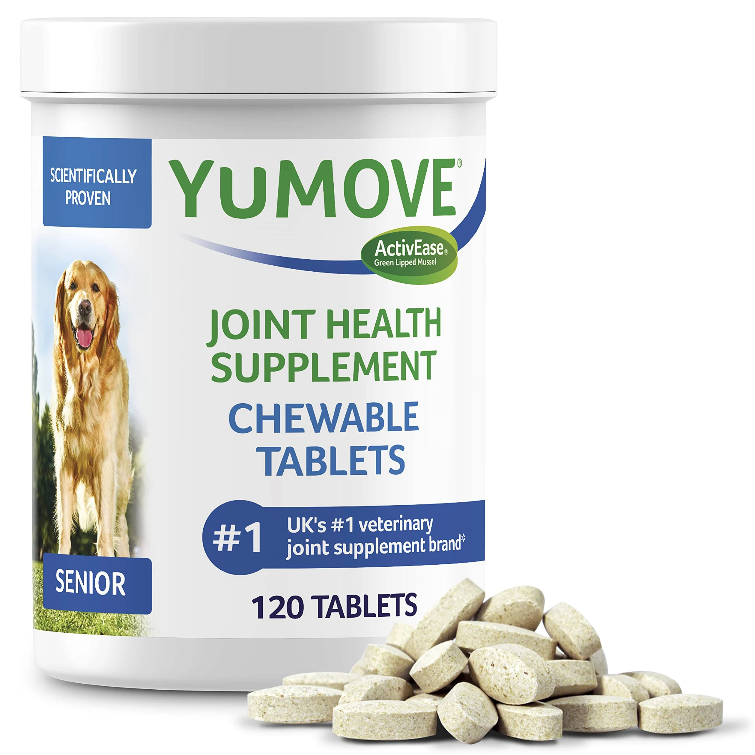 YuMOVE Arthrose Chien Senior + Probiotique Superpack - Lot 120+120 Comprimés - ActivEase Moule Verte & ActivBio - Soutien Articulation Chien & Digestion Quotidienne - Bien-Être Senior