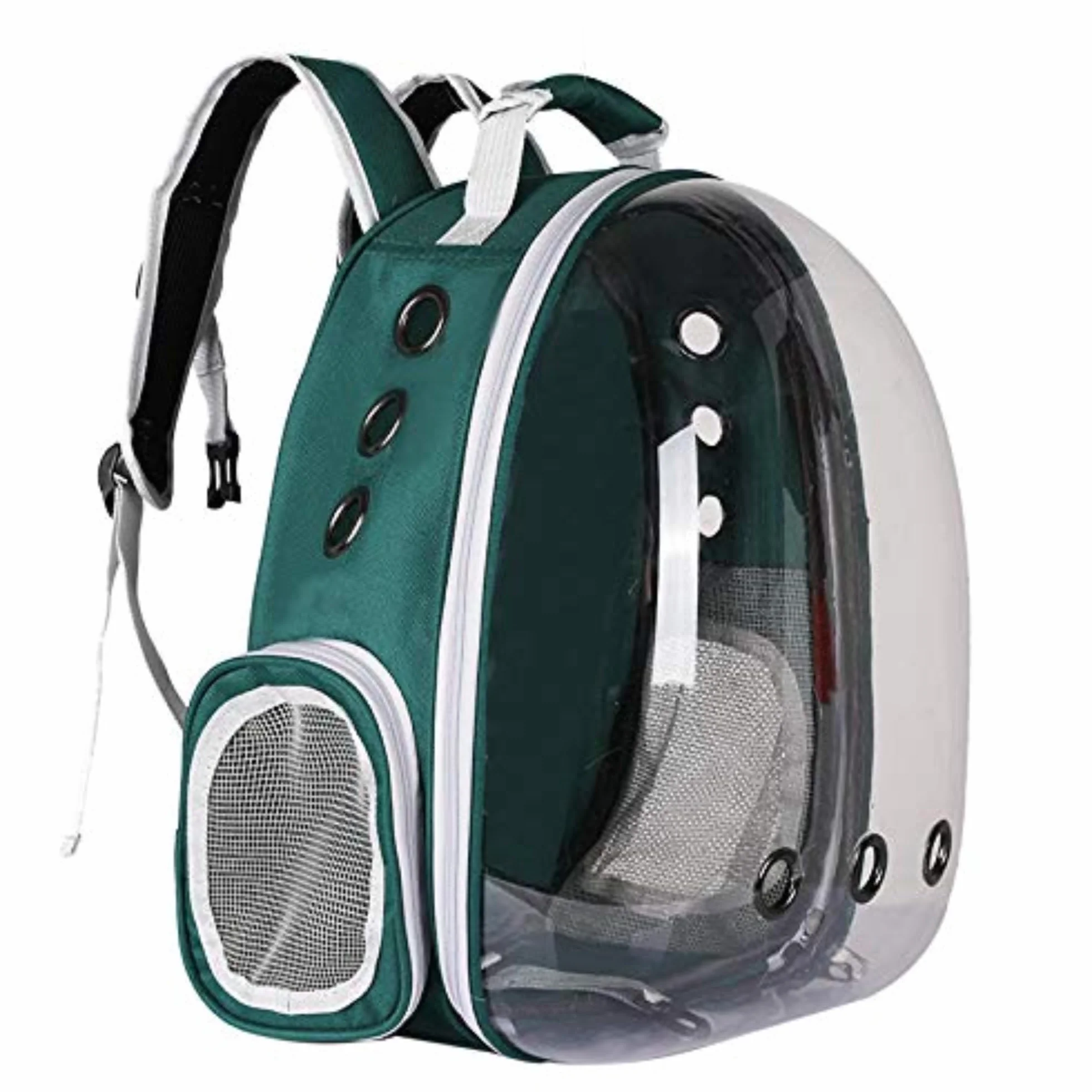 Sac à Dos pour Chat Bulle de YoiQi-Un Sac à Dos pour Animaux de Compagnie en Forme de Cabine Spatiale Transparente-Est Fourni avec 5 Accessoires pour Prendre Soin du Chat (Verte)