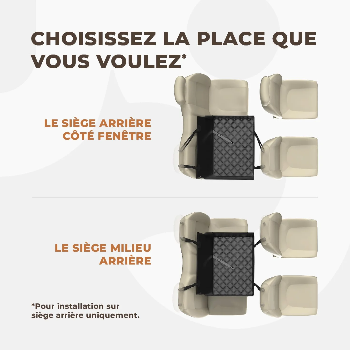 Siège Auto Chien Extra Stable et Waterproof – Siège de Voiture Renforcé avec 4 Sangles de Fixation – Jusqu’à 26 kg pour Chiens de Grande Taille
