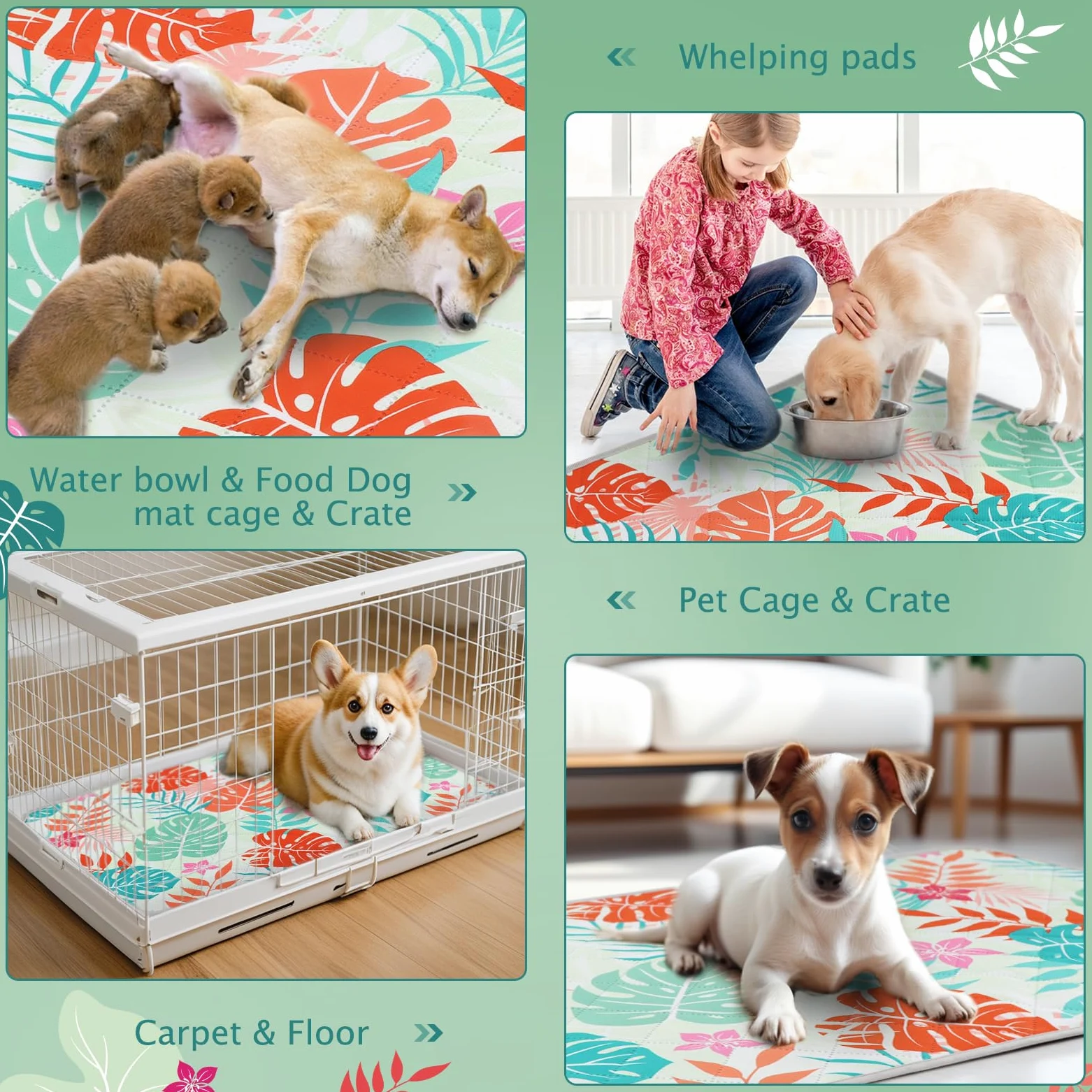 BVAGSS Tapis absorbant lavable pour chiens, 1 pack de tapis réutilisables et imperméables pour chiots, tapis d’entraînement pour animaux de compagnie antidérapant et imperméable, tapis de mise-bas