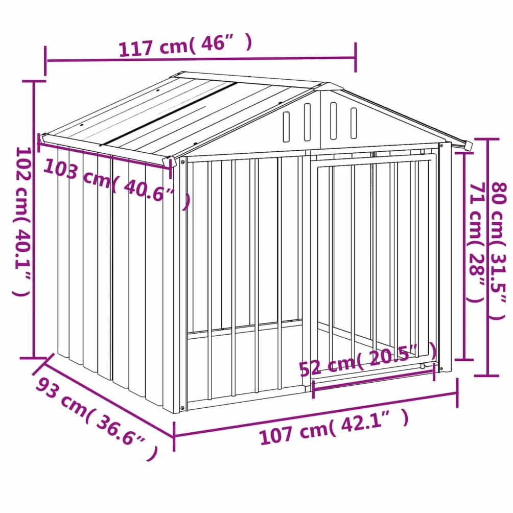 Toshilian Chenil Extérieur pour Chien Niche Cage Métal avec Toit Noir 117x103x102 cm Acier Galvanisé