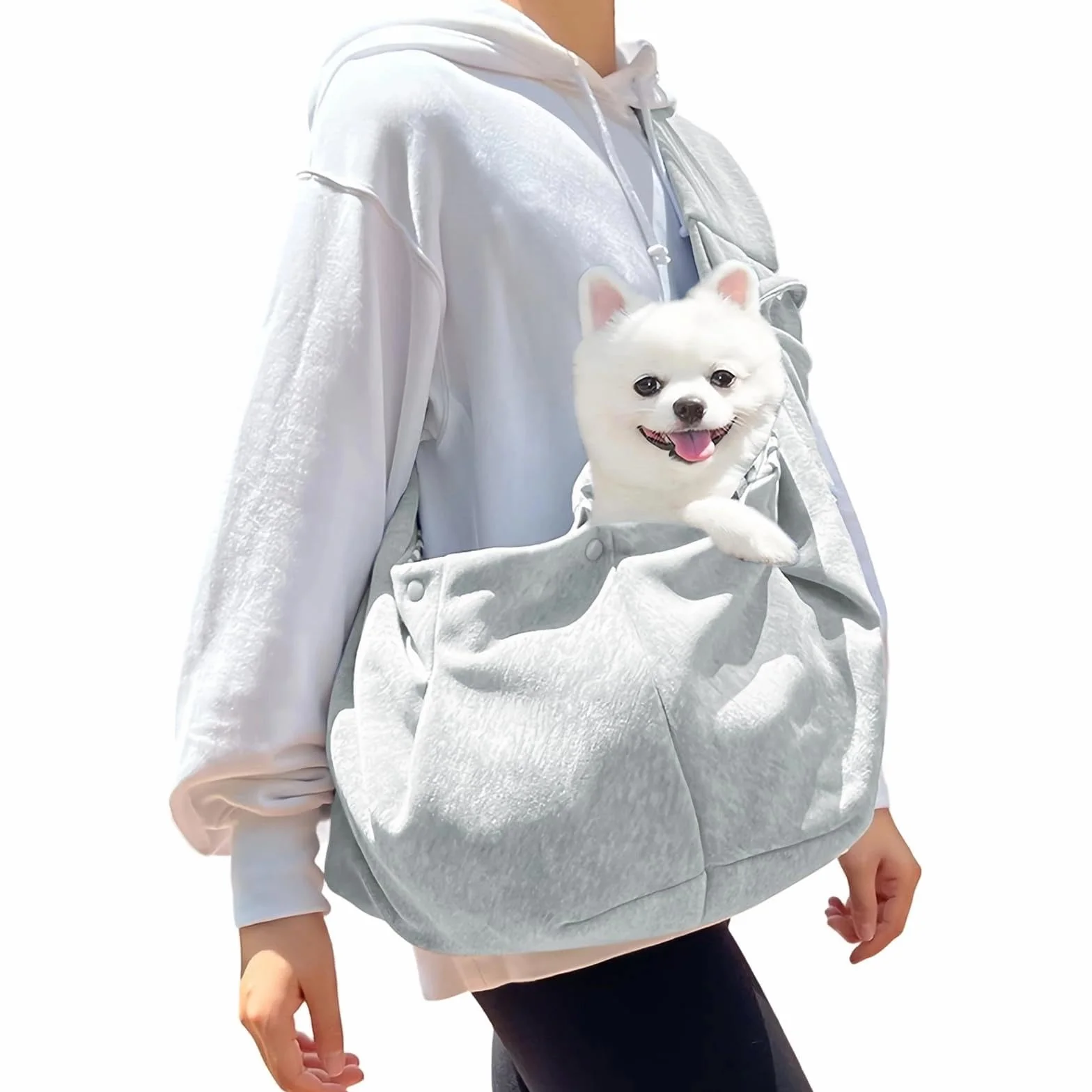 Écharpe de Transport pour Chien 7.5 kg Gris Sac à bandoulière pour Petits Chiens et Chats Aide à Porter Respirante